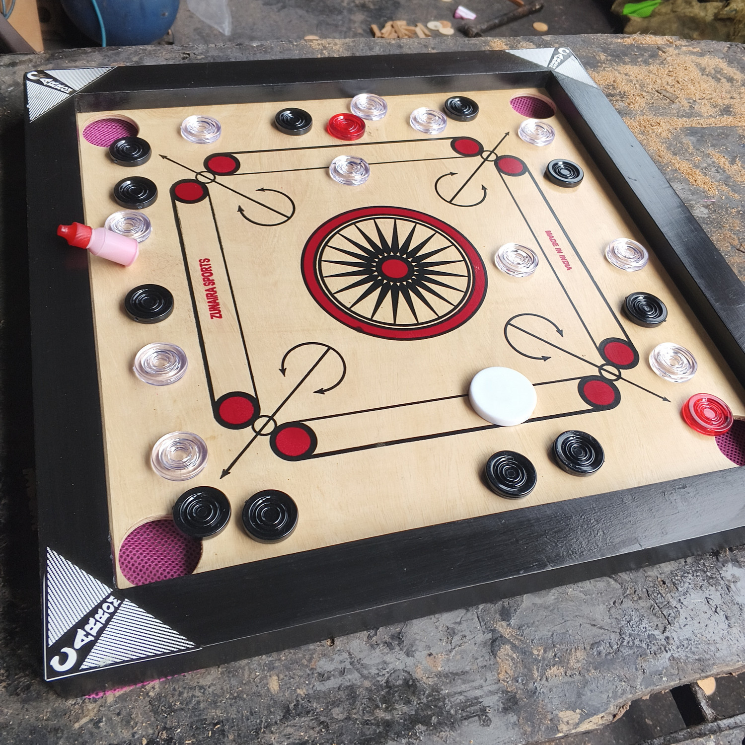 Image of Zunaira sports 20 Inch carrom board 4 cm Carrom Board (Multicolor)