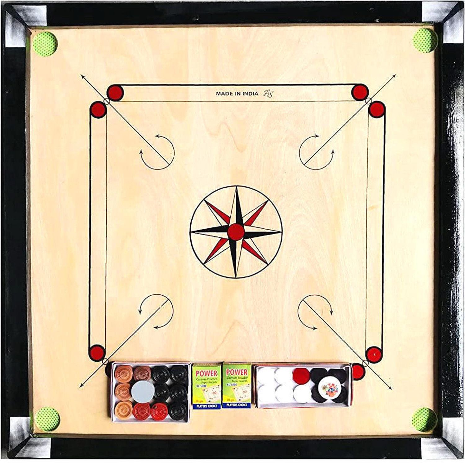 Image of CF SPORTS Matte large Carrom Board , coins Striker (32 x 32 Inch)# Carrom-CD-1079 80 cm Carrom Board