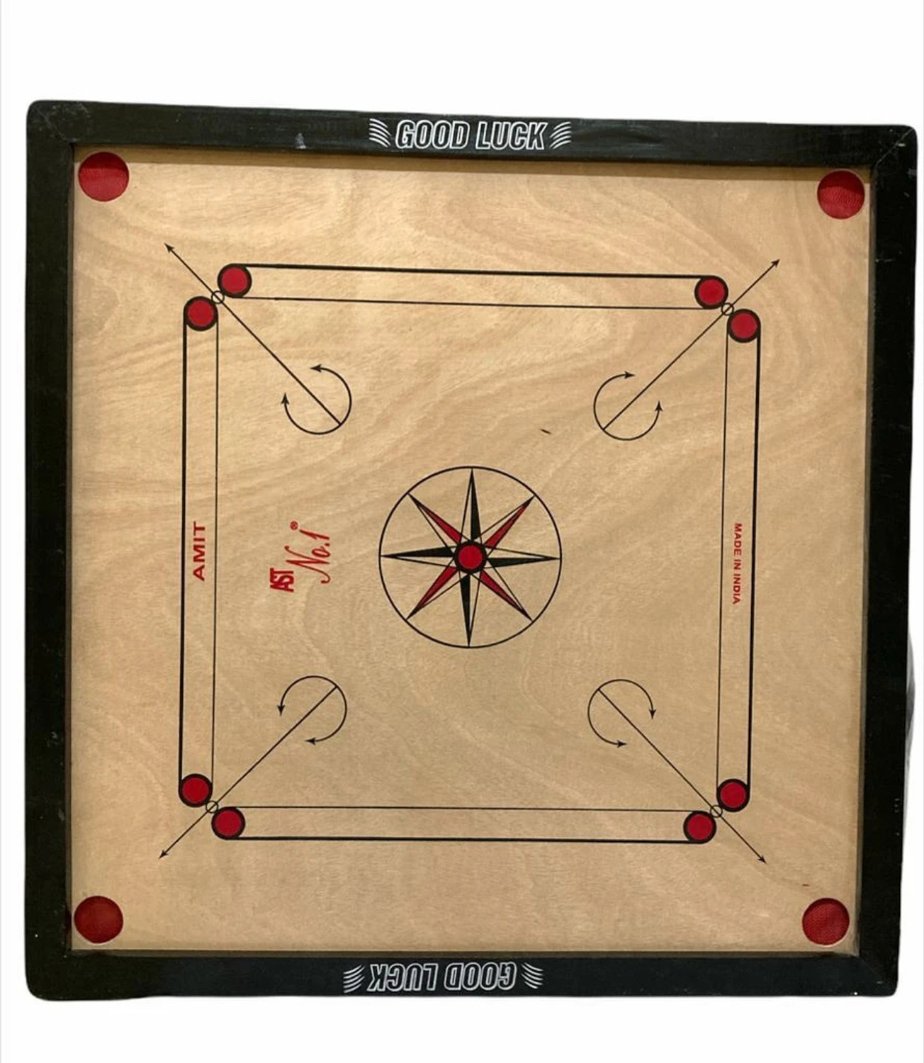 Image of HouseOfCommon Large 32 inches wooden carrom board (GOOD LUCK) (MULTICOLOUR ), (WATERPROOF) 82 cm Carrom Board (Multicolor)