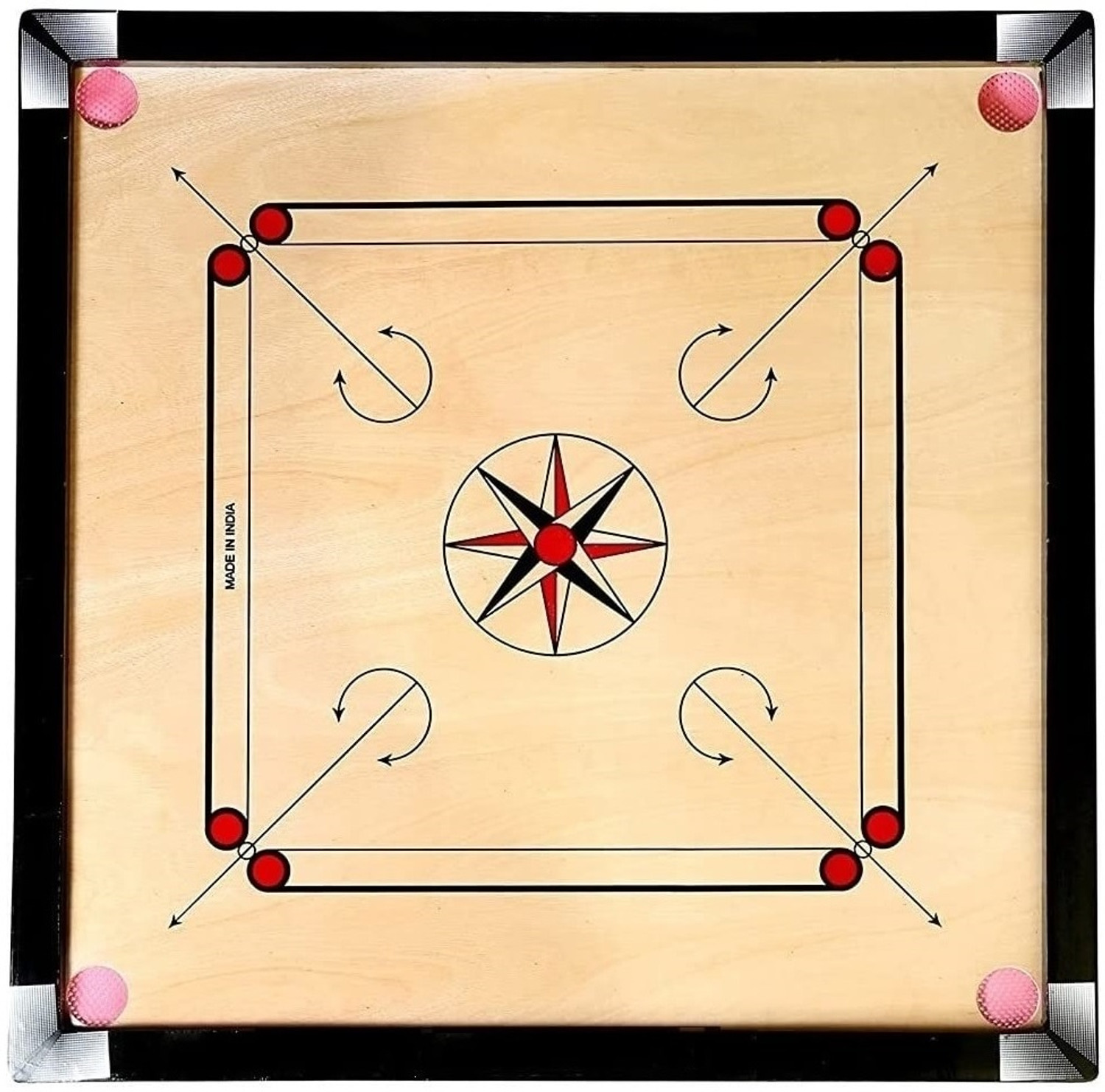 Image of ZAFEX Carrom Board with Coins Striker and Boric Powder Combo Number Eleven 81.28 cm Carrom Board (Black)