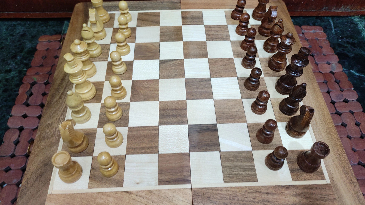 Image of chessbox 12 Inch magnetic travel wooden chess set with 2 extra queens 30 cm Chess Board