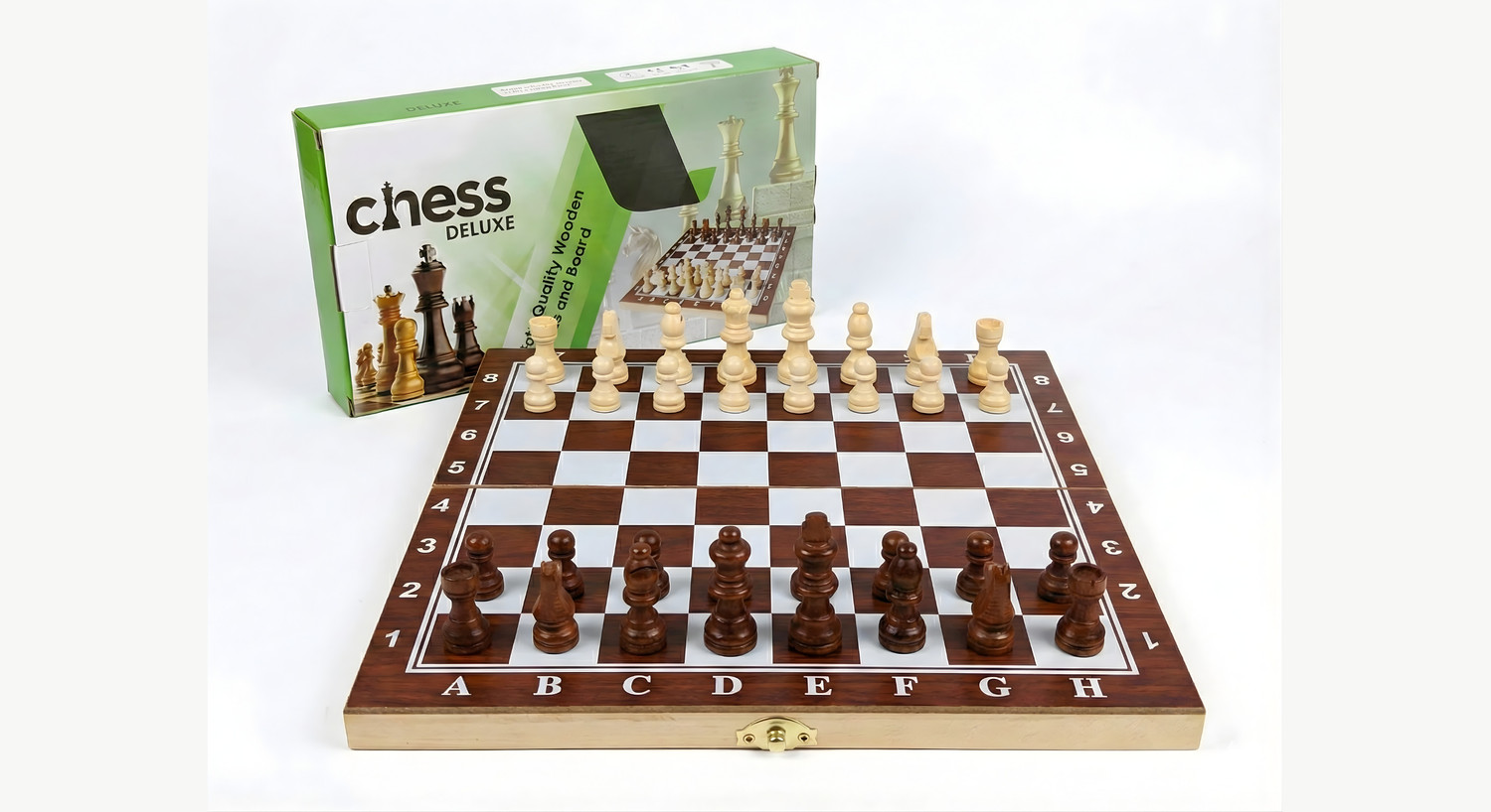 Image of Nakashi 12 Inch Wooden Folding Chess Set with Storage | Chess Game for Kids & Adults 30 cm Chess Board