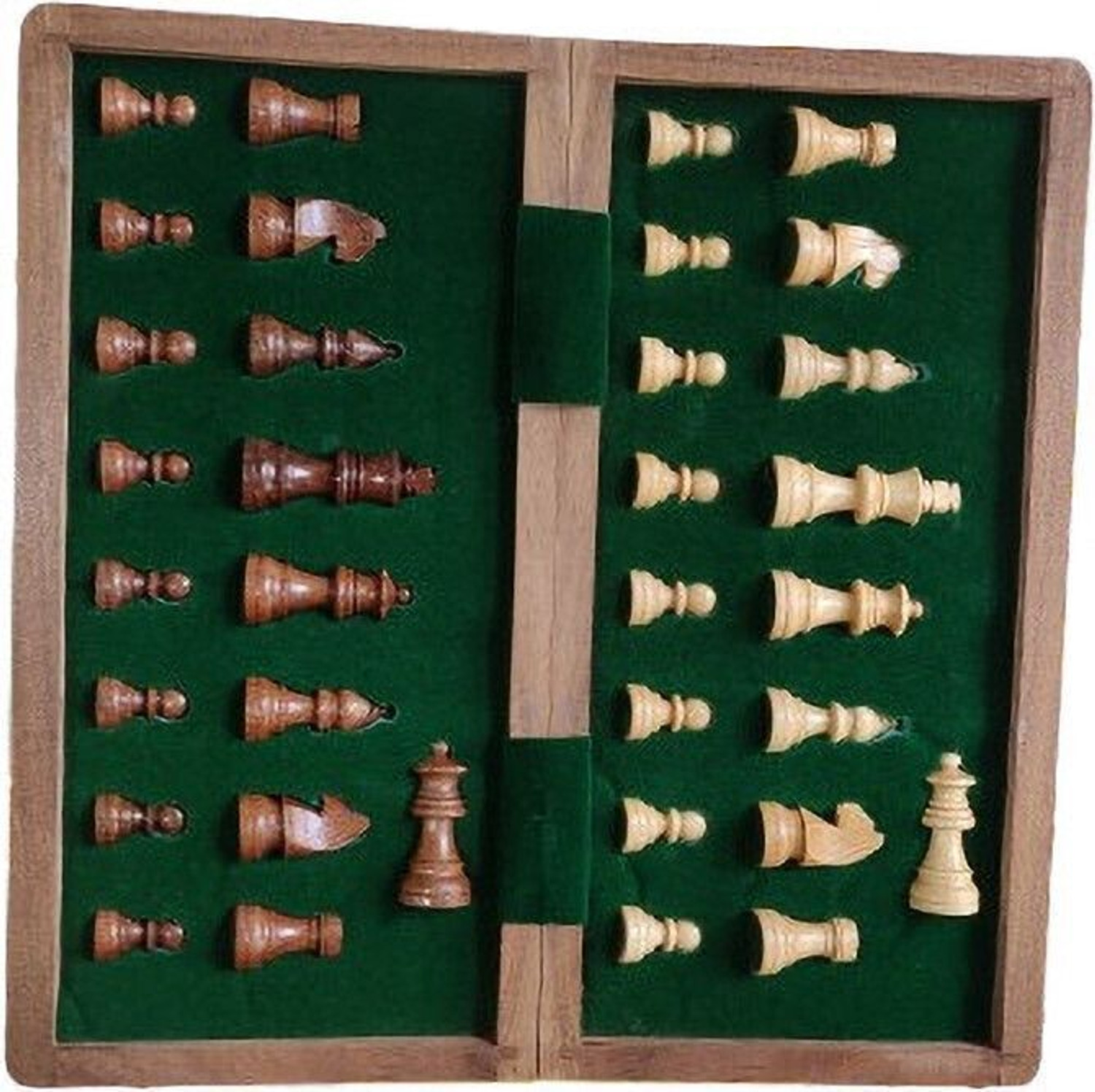 Image of chessbox 12 Inch magnetic travel wooden chess set with 2 extra queens 30 cm Chess Board