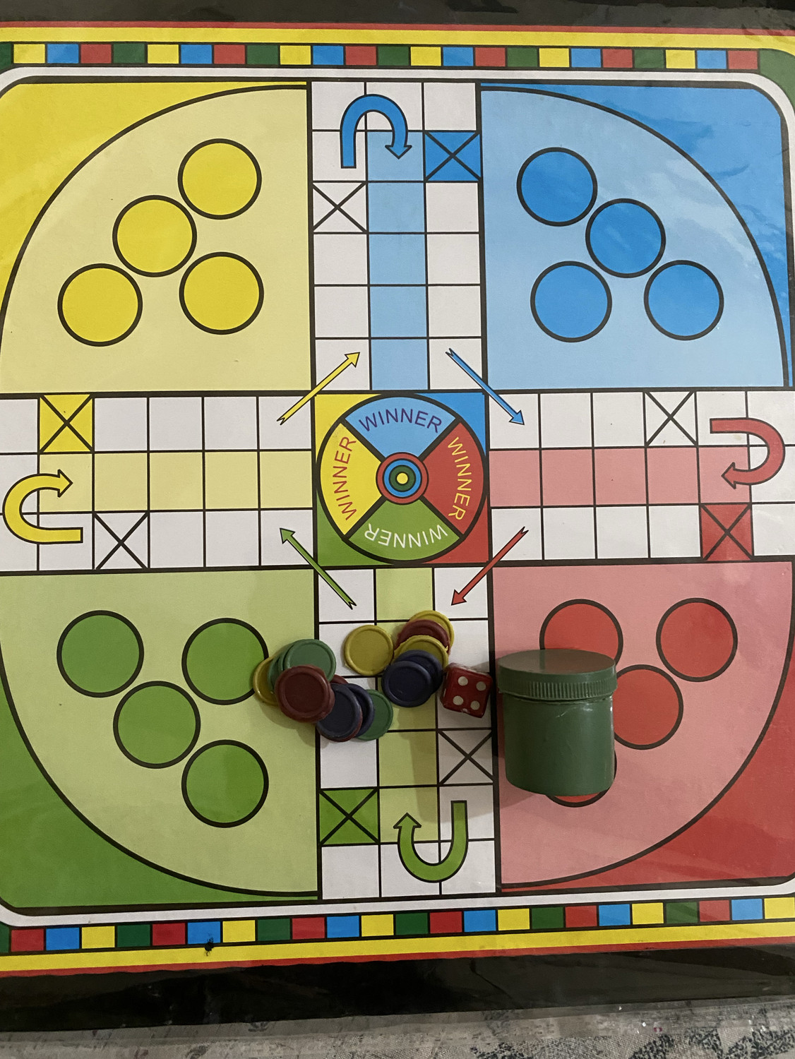 Image of Shivtirth CARROM BOARD 20 Inch with Ludo&Chess, 24Pcs.Wooden Coins, Powder, Striker 50 cm Carrom Board