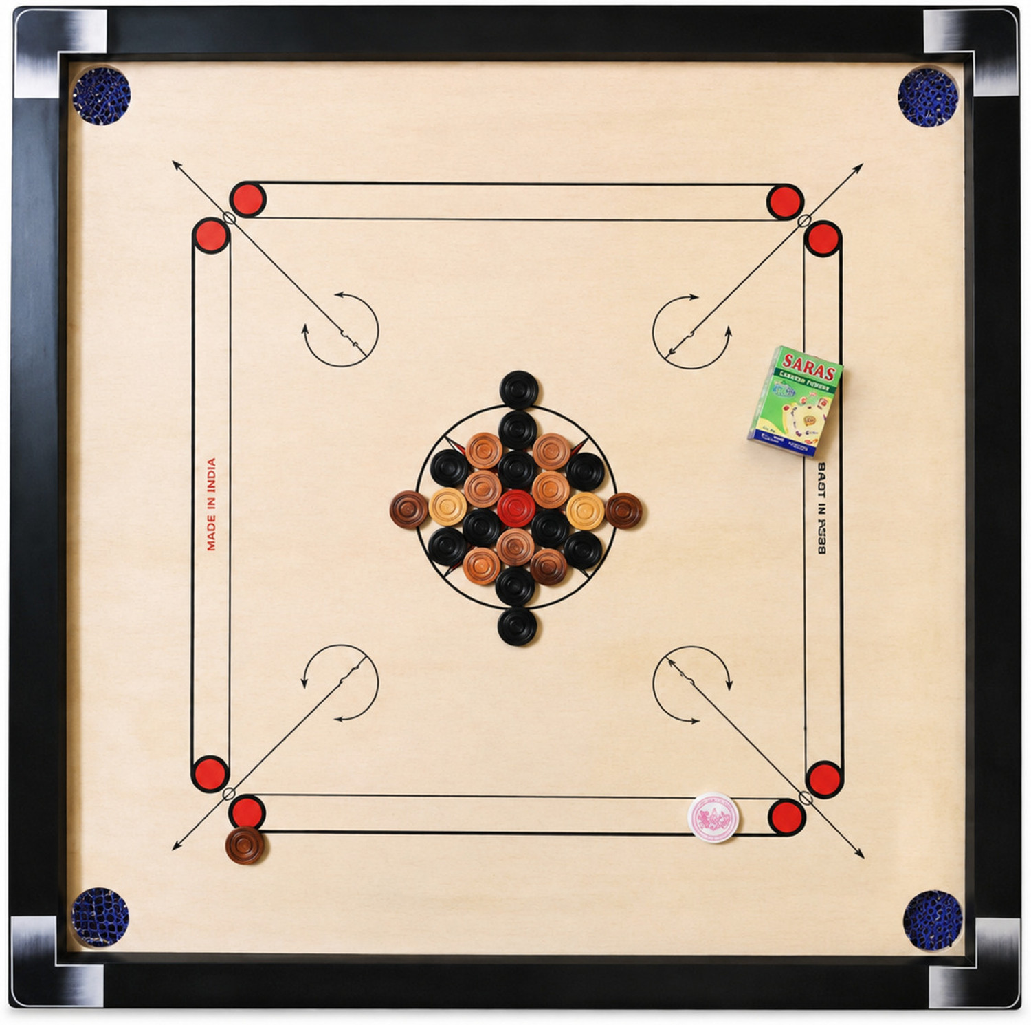 Image of Ishu Sports SMOOTH FULL SIZE,(32 INCH)WITH STRIKER,POWDER AND COINS 81.04 cm Carrom Board
