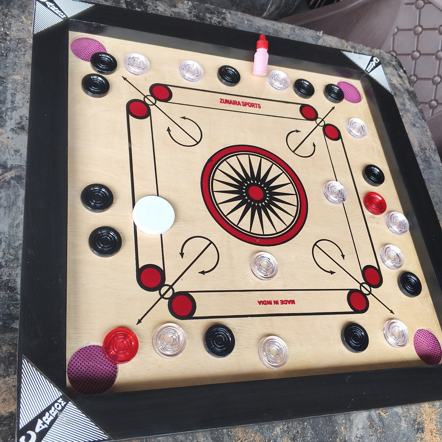 Image of Zunaira sports 20 Inch carrom board 4 cm Carrom Board (Multicolor)
