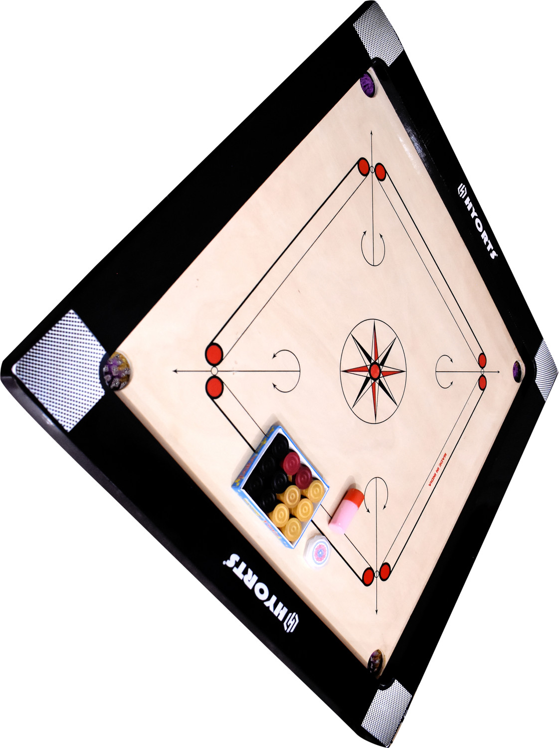 Image of HYORTS Carrom Board Wooden Carrom board 36inch 3inch Border Full Size C 91.44 cm Carrom Board (Beige)
