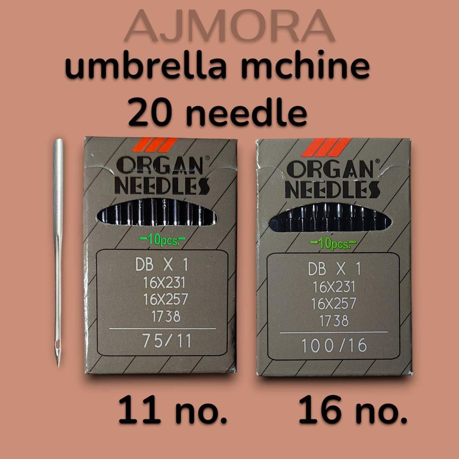 AJMORA Organ Original Umbrella Machine Needles | Size 11 (75/11) Size 16(100/16) Metal Bobbins