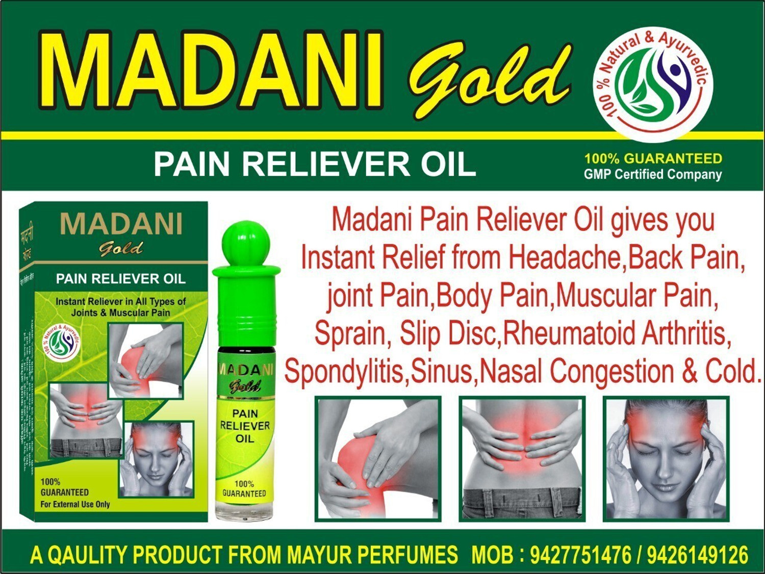 Image of Madani Gold Pain Reliver Oil Roll on 100% gauranteed Liquid (25 ml)