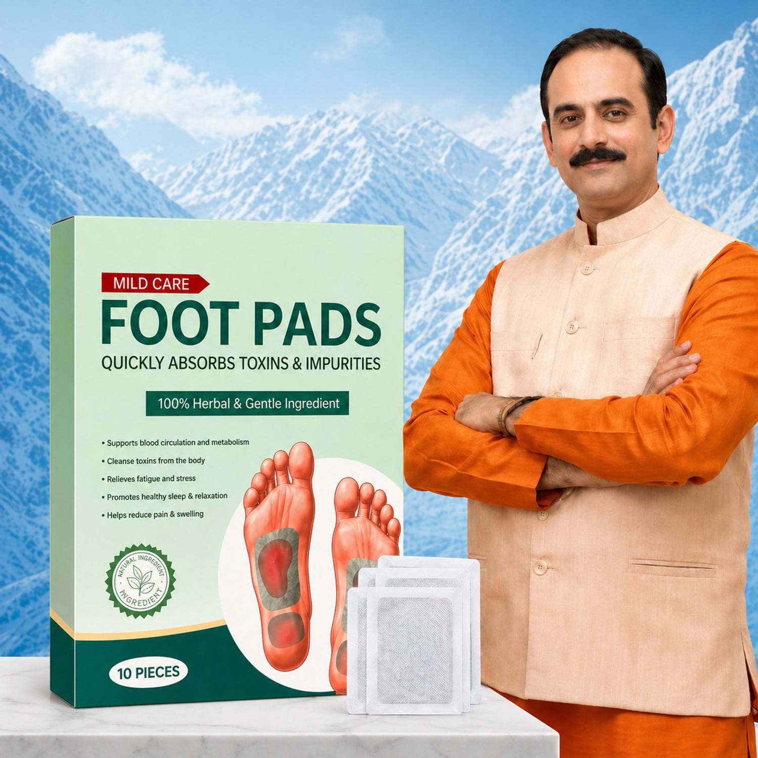 AOBENZ Natural Detox Foot Pads for Pain Relief & Odor Control