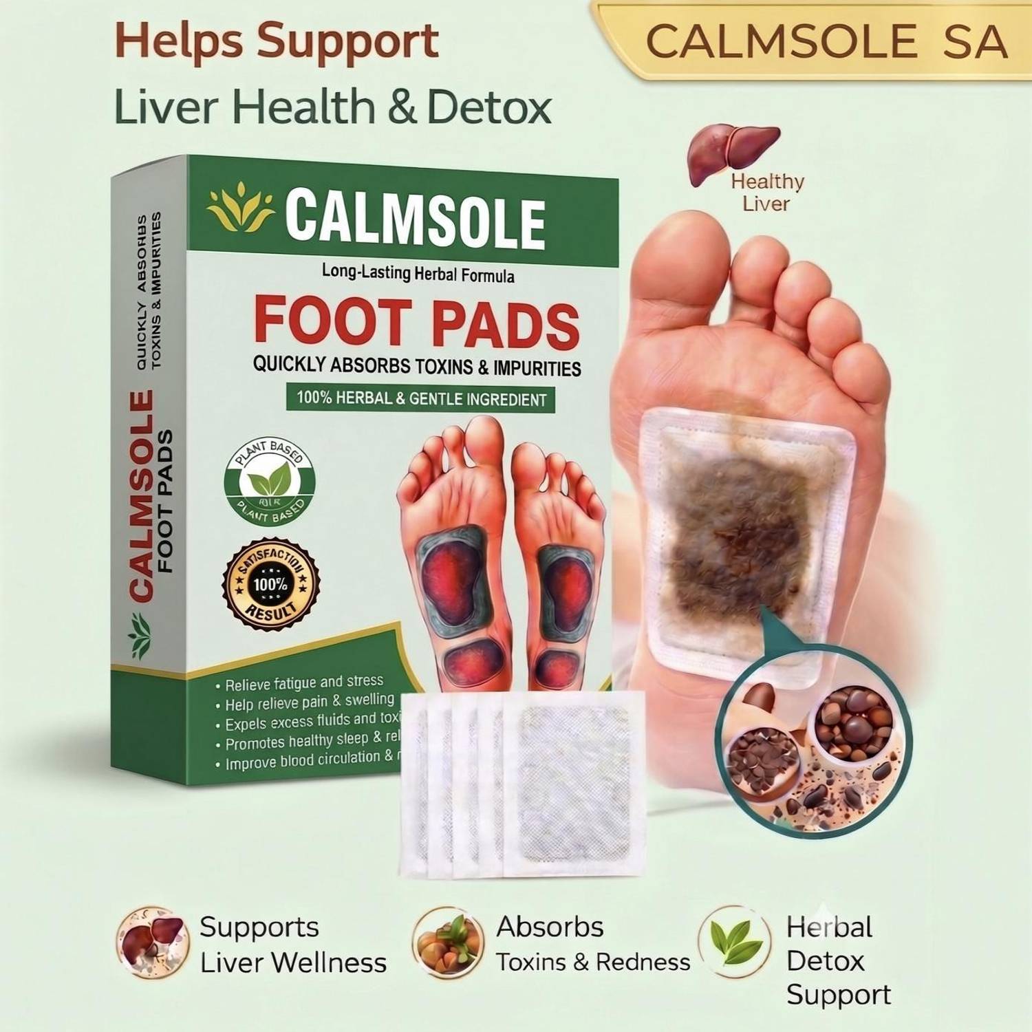 Calmsole Foot Pads weight loss Herbal Detox Weight Routine Support & Enhanced Energy Plaster & Patch