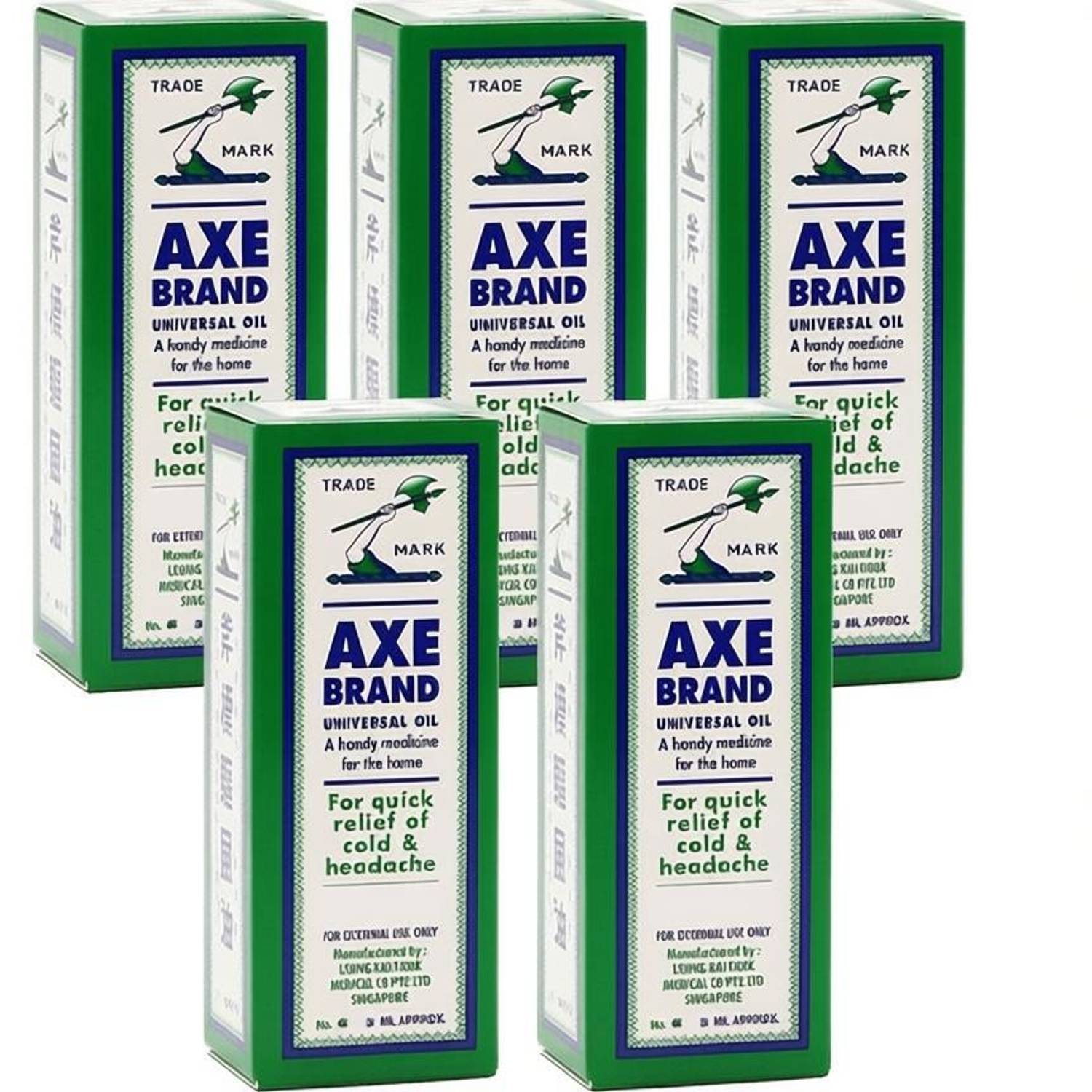 Axe Brand Universal Oil (Pack of 5, 3 ml) | Quick Relief of Headache and Cold Liquid