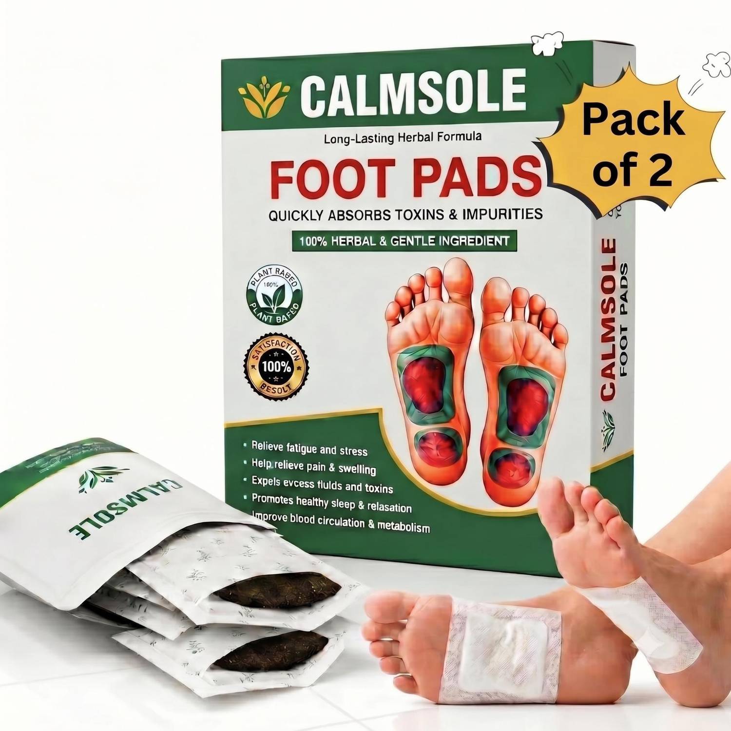 Calmsole Organic Foot Patches Cleansing Toxin Remover Foot Patches Plaster & Patch