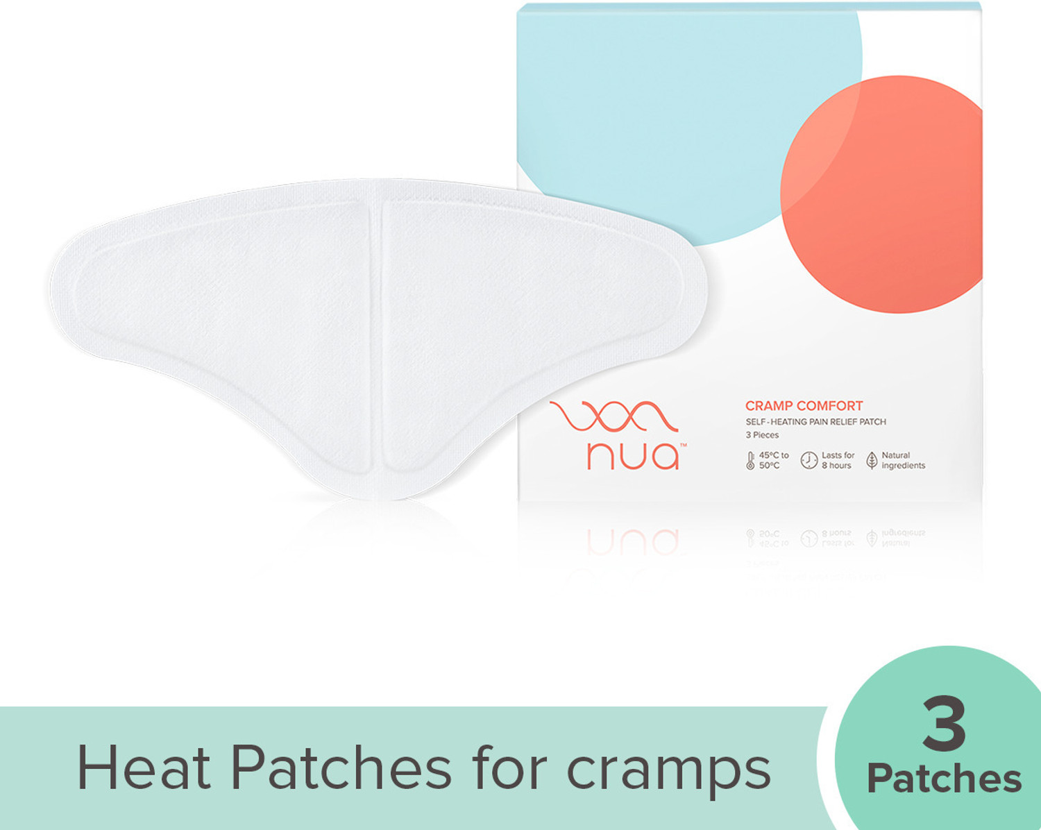 Image of Nua Cramp Comfort || Pack of 3 Heat Patches for Period Pain || 100% Natural and Portable || Lasts 8 Hours || Quick Relief from Menstrual Pain Plaster & Patch
