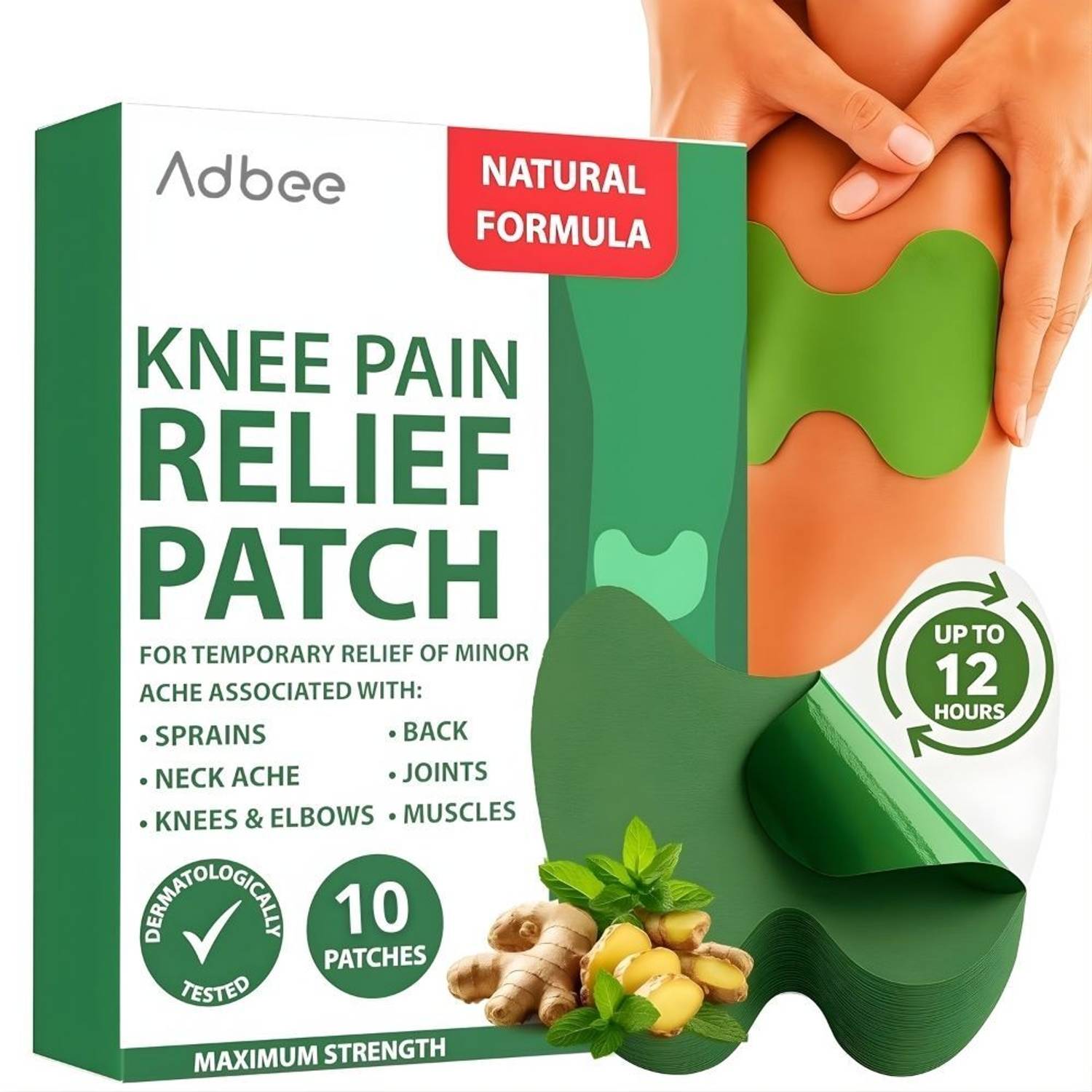 Adbee Natural Knee Pain Relief with Herbal Solutions Patches Plaster & Patch