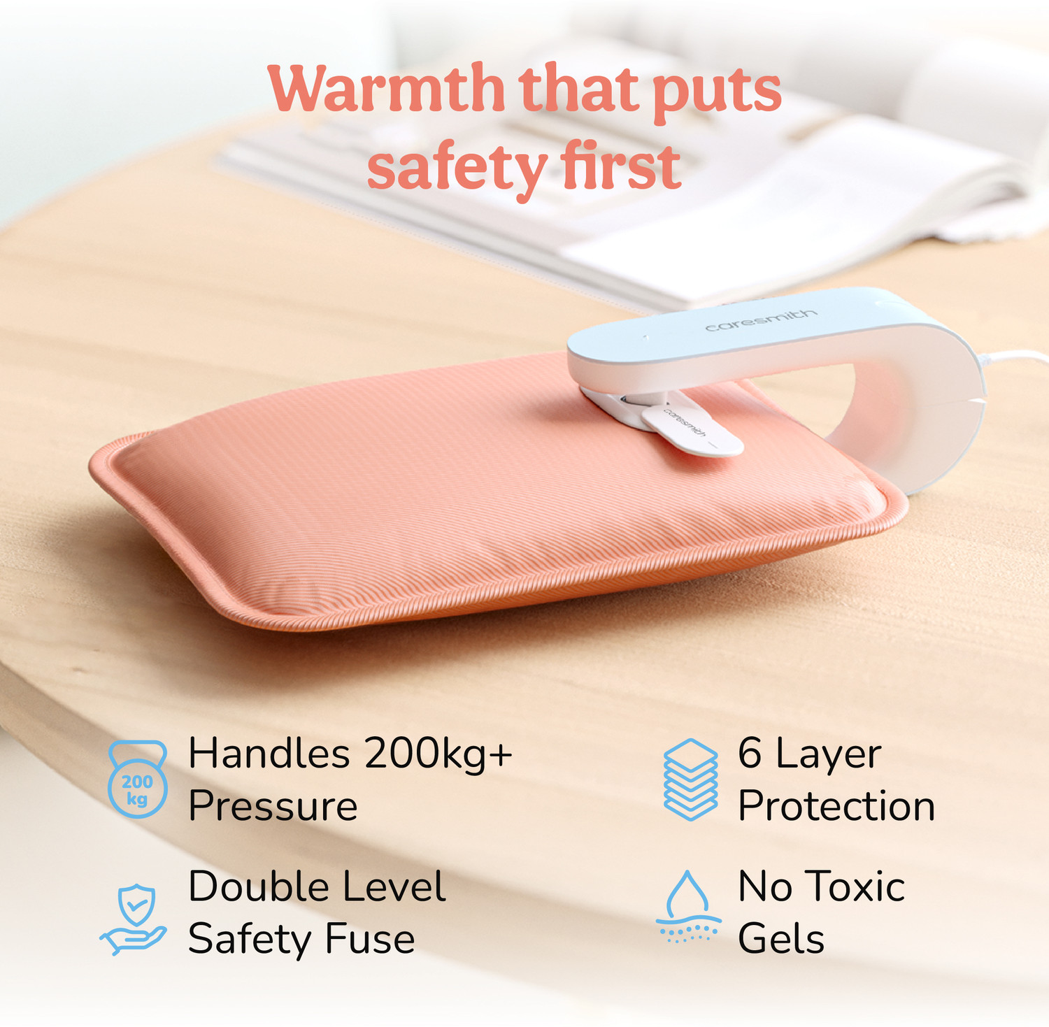 Image of caresmith Evolve Premium Electric Hot Water Bag for Pain Relief Electric 1 ml Hot Water Bag