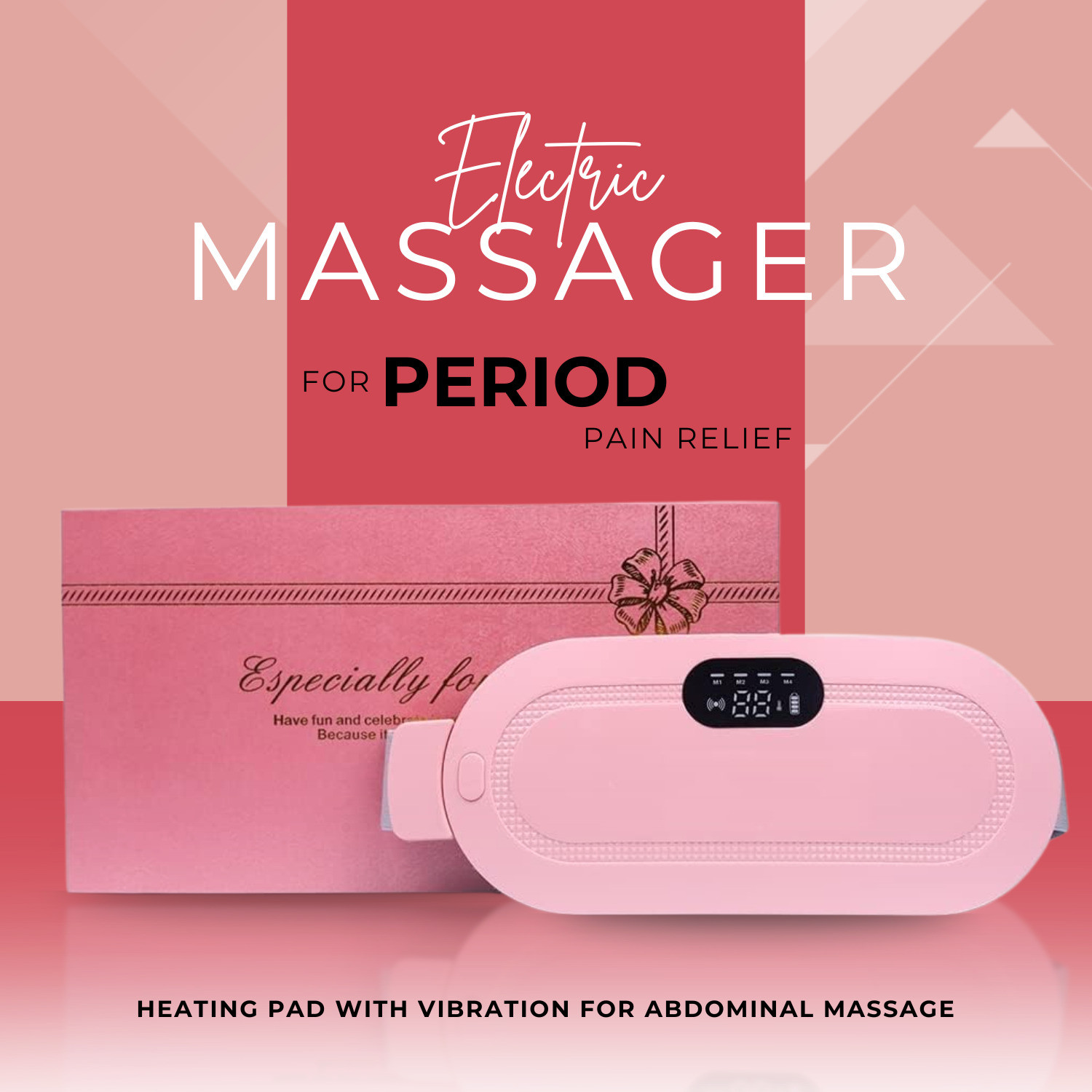 Image of CareDone Menstrual Cramp Relief Belt with Adjustable Heat & Massage Modes - USB Charging Tablets