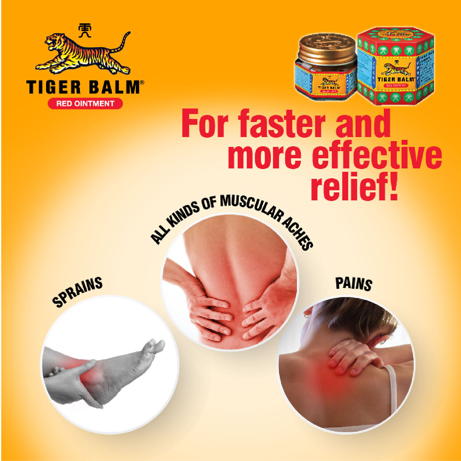 Image of Tiger Balm Red Ointment | Ayurvedic Pain Relief Balm | 9ml each (Pack of 6) Balm