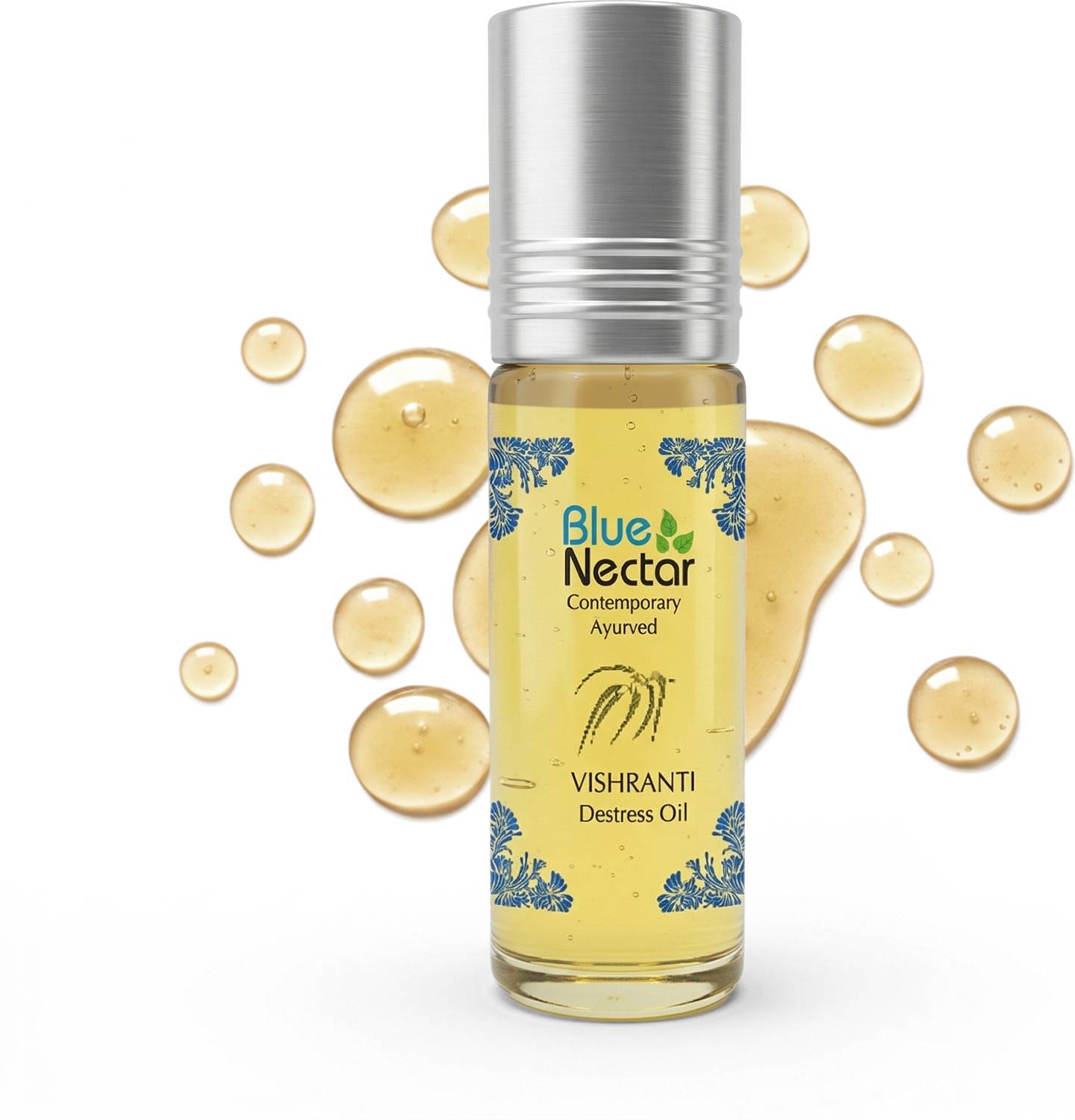 Blue Nectar Vishranti Headache Roll On Ayurvedic Pain Relief Oil with Clove Oil for Migraine Liquid