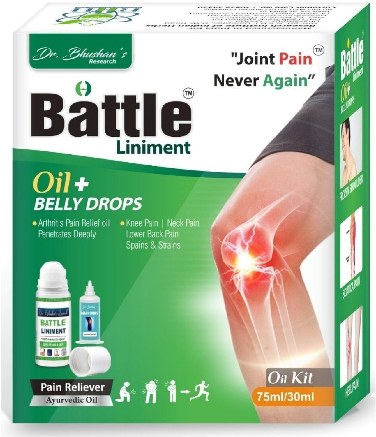 Image of Dr. Bhushan's Research Battle Liniment (Oil) + Belly Drops Kit Liquid