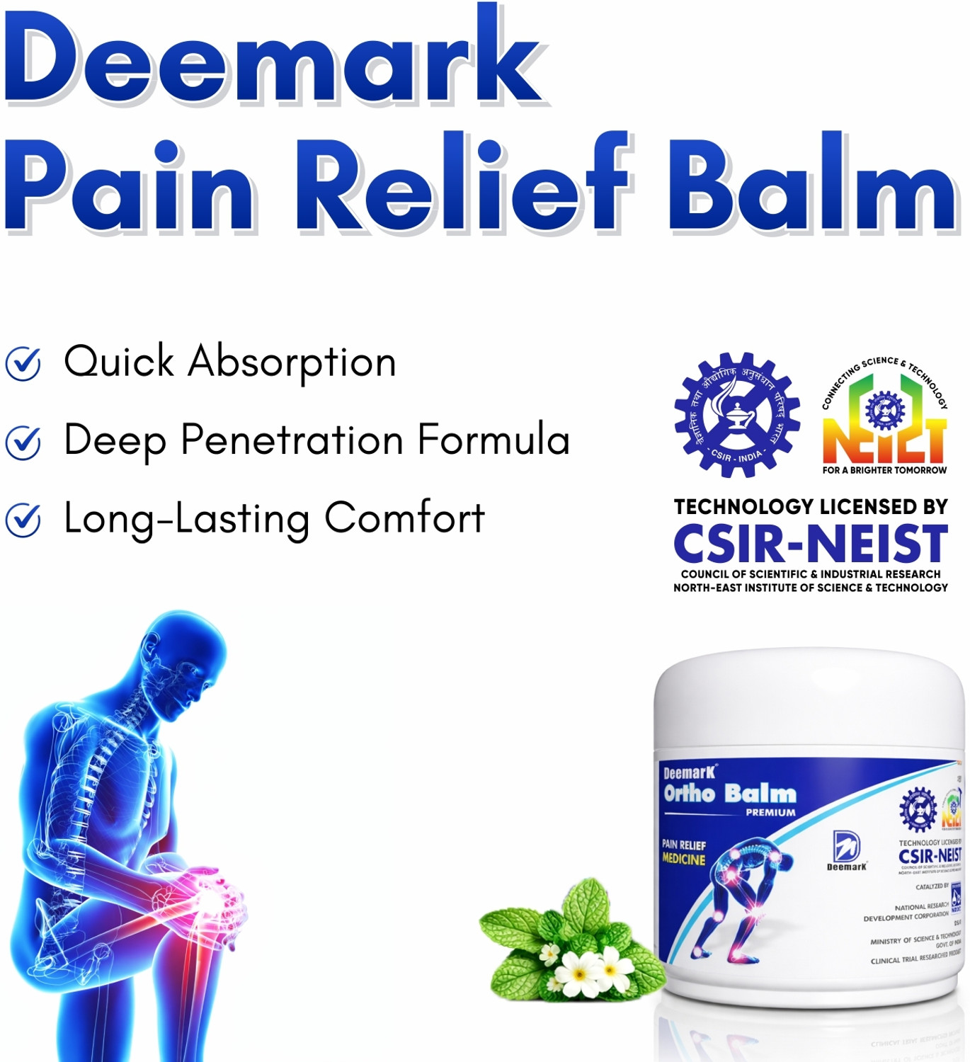 Image of DEEMARK Ortho-Ayurvedic Pain Relief for Knee, Back, Neck, Shoulder,Joint & Muscle Pain Balm