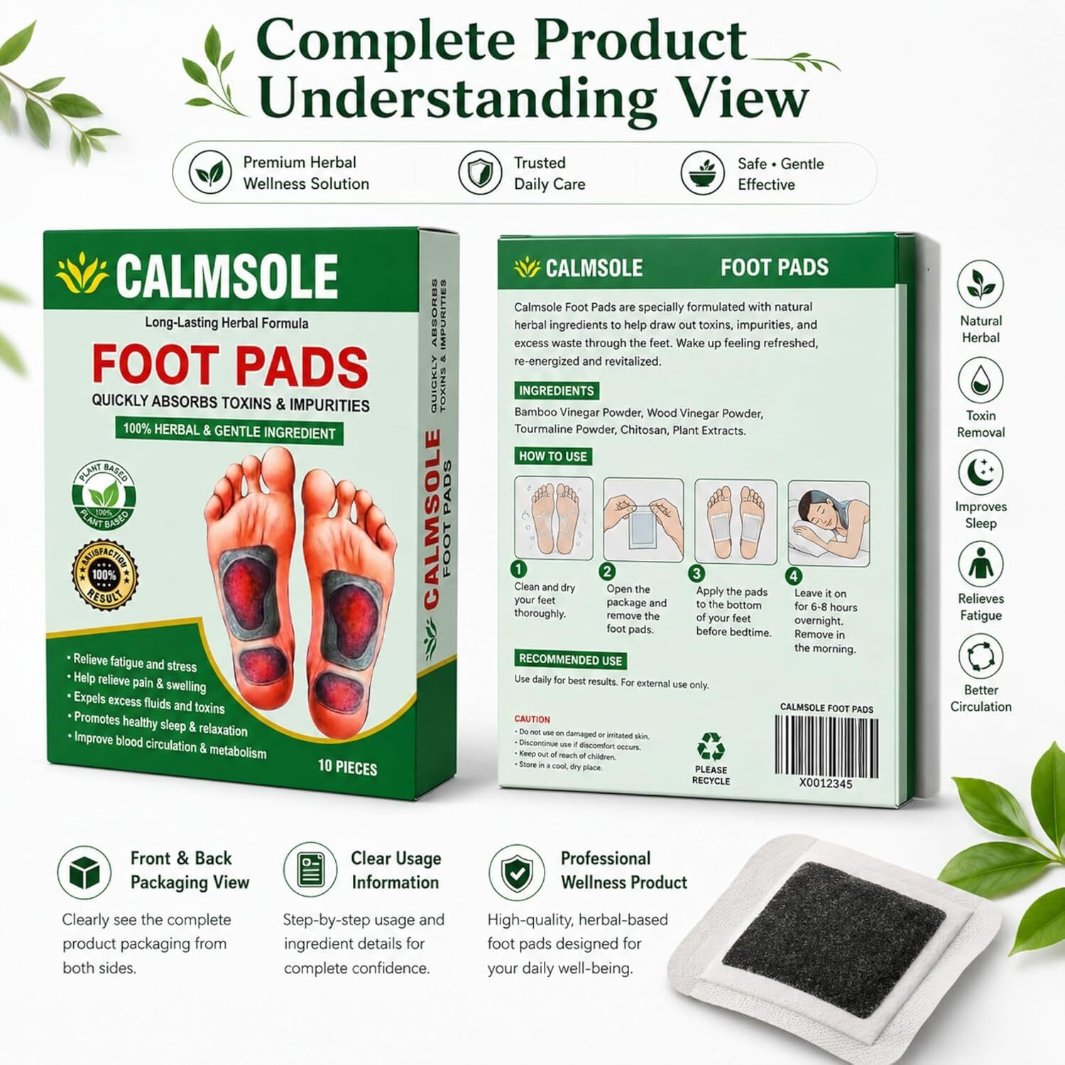 Image of Calmsole Foot Pads weight loss Herbal Detox Weight Routine Support & Enhanced Energy Plaster & Patch