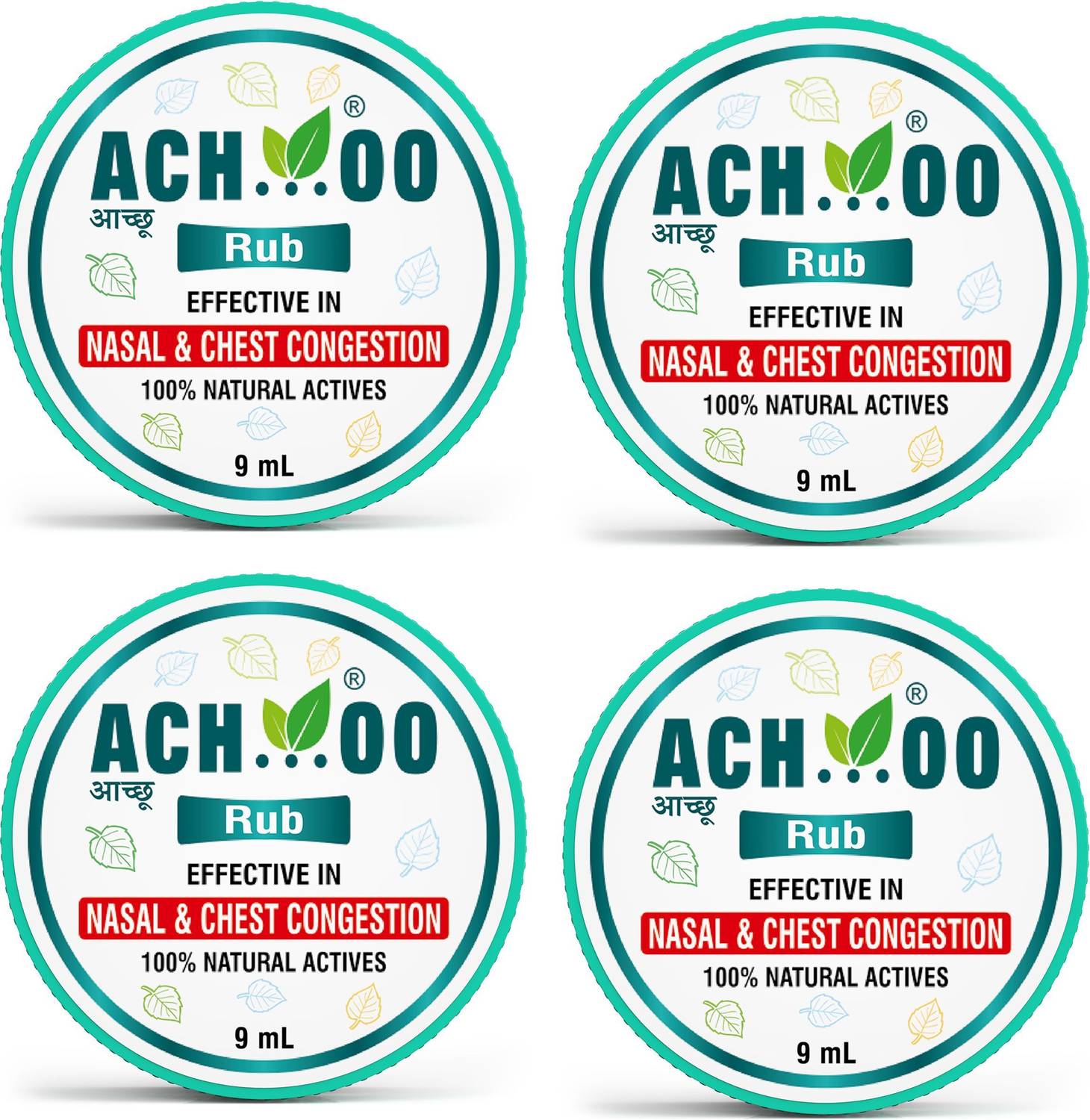ACH...OO Rub for Nasal and Chest Congestion With 100% Natural Actives Balm