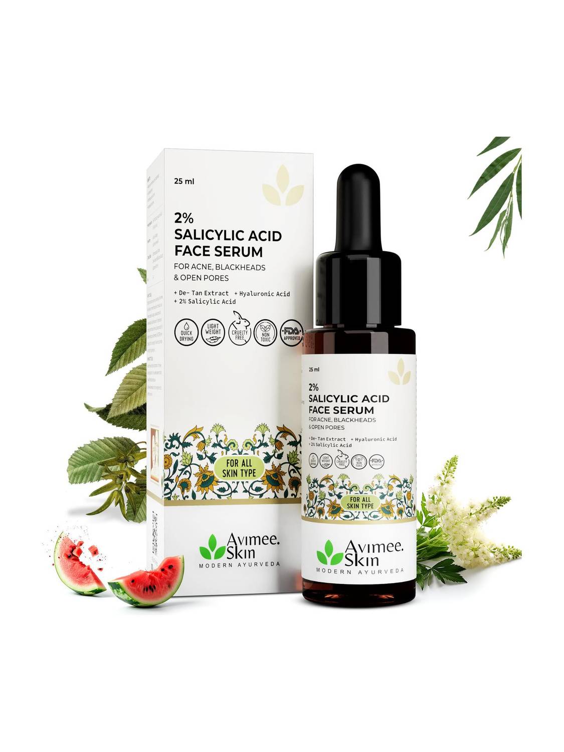 Avimee Herbal 2% Salicylic Acid Face Serum-Fights Acne,Marks & Open Pores | For All Skin Types