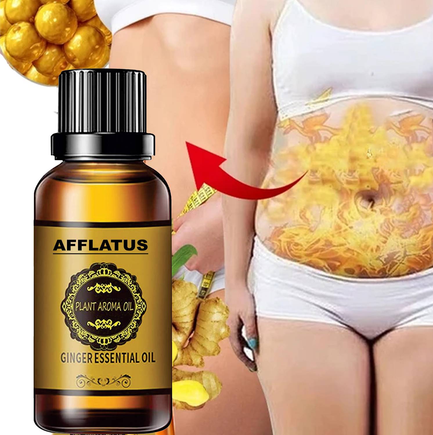 Afflatus Tummy Ginger Oil, FOR. Belly Drainage Ginger Oils
