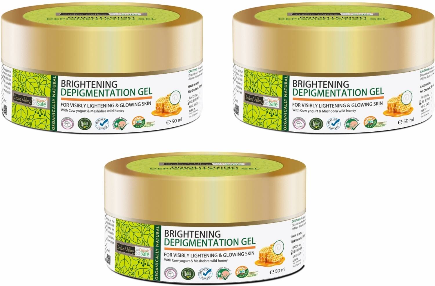 Indus Valley Brightening Depigmentation Gel with Cow Yogurt & Honey for Moisturize Skin Care