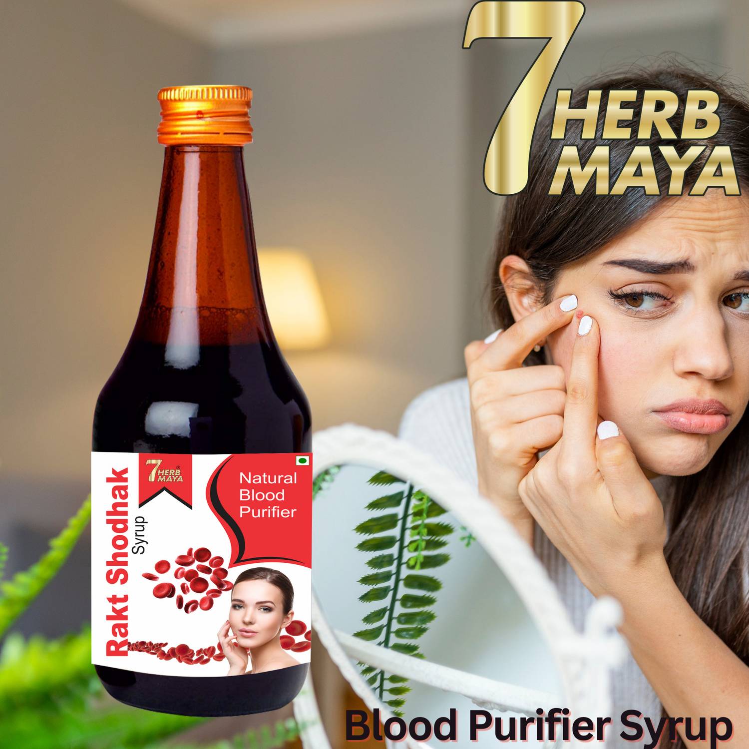 7Herbmaya Blood Purifier Syrup Rakt Shodak Syrup | Control Acne & Pimples| For Bright Skin
