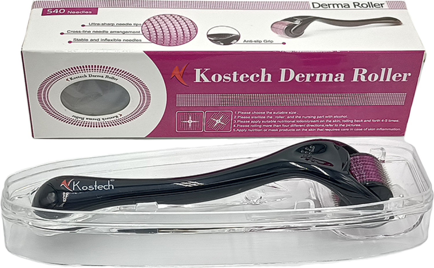 Image of Kostech KDR 0.5mm with 540 Titanium Derma Roller For Anti-aging, Anti-wrinkle, Acne Scar Removal