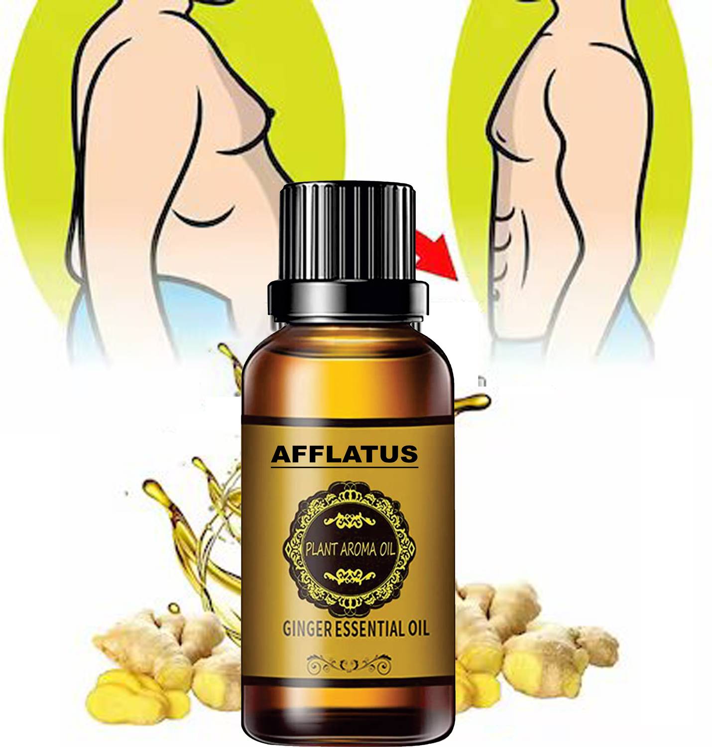 Afflatus Tummy Fat Burner Ginger Oil Weight Loss Ginger Oil Slim Ginger Oil.