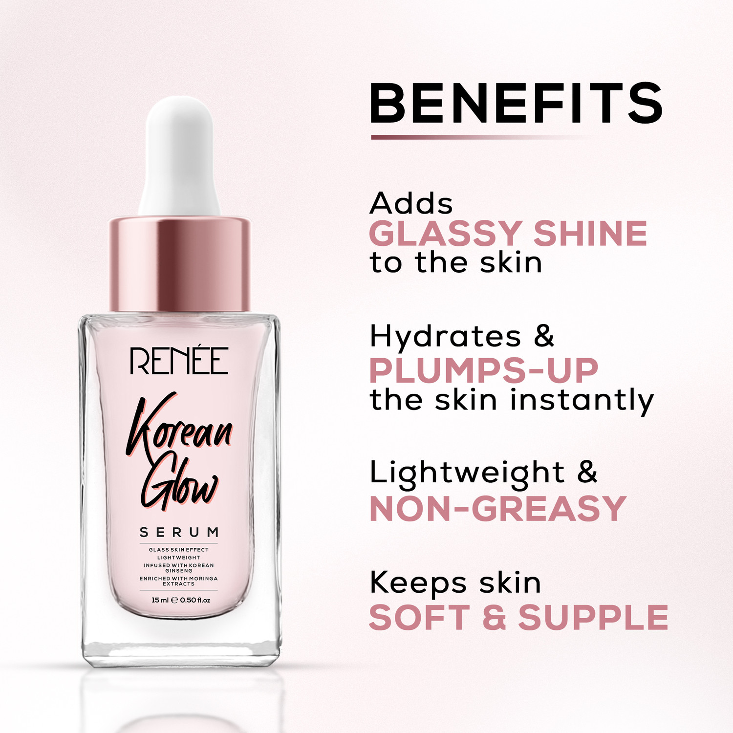 Image of Renee Korean Glow Serum 15ml | Non Greasy, Plump-up The Skin With Glassy-Dewy Shine