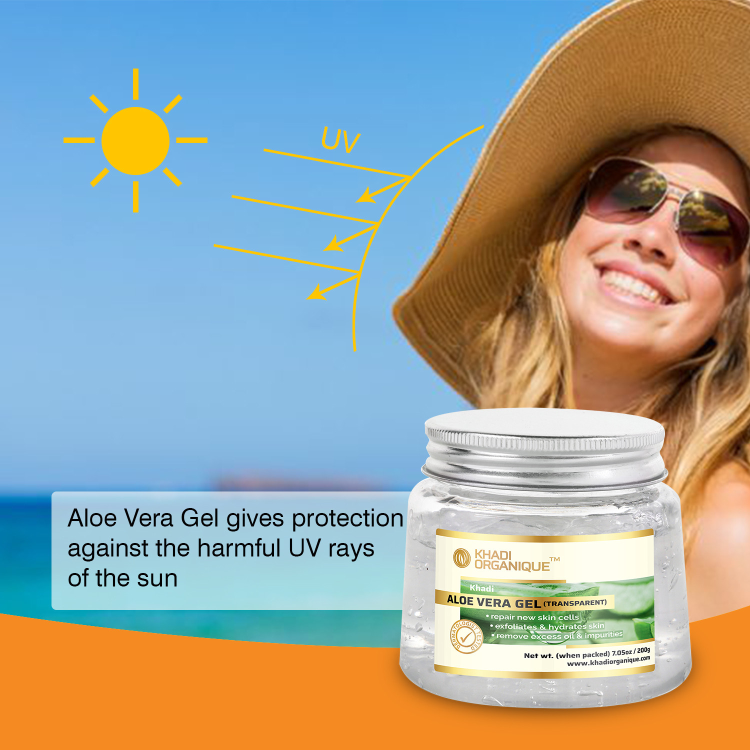Image of khadi ORGANIQUE 100 % Pure Aloe Vera Gel (TRANSPARENT)