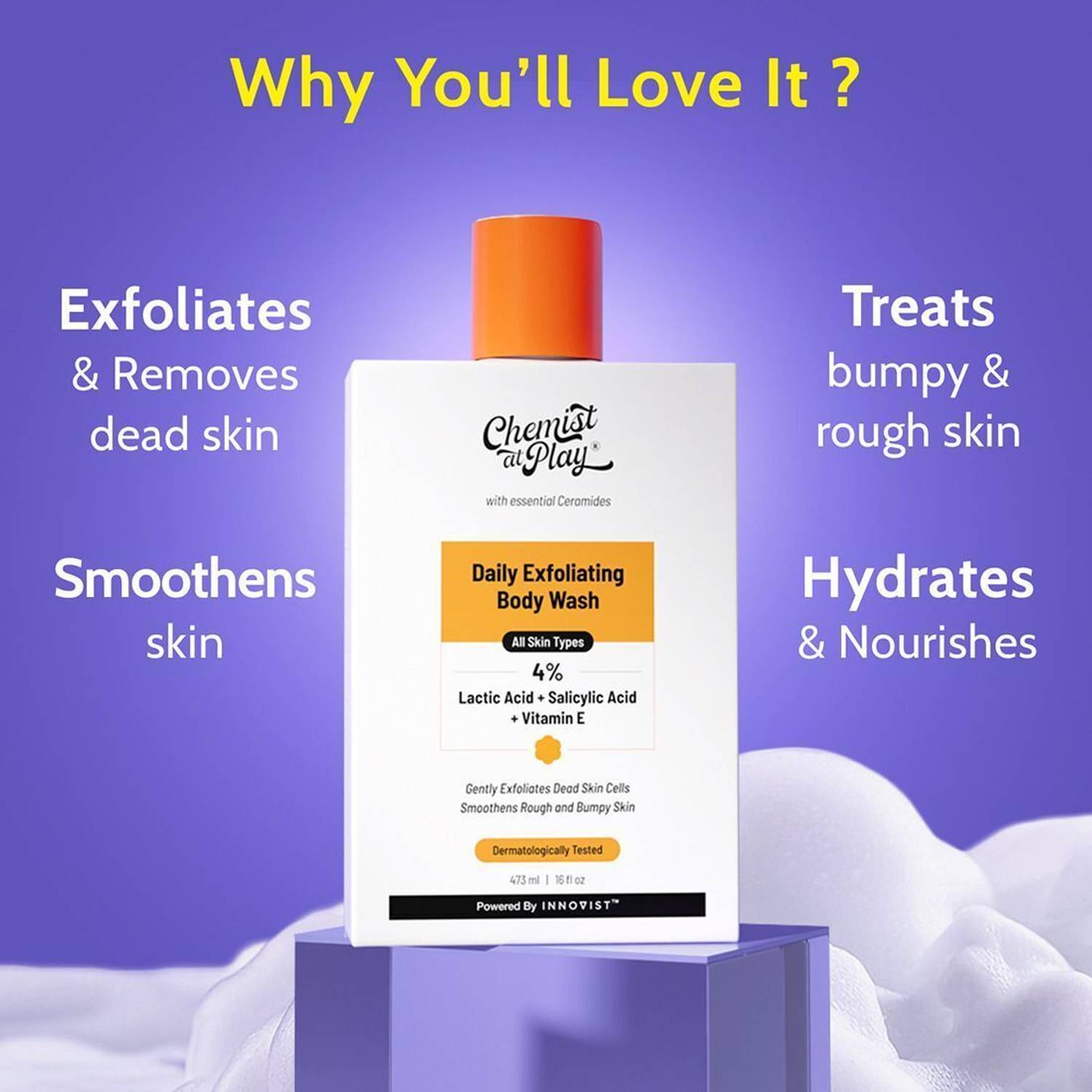 Chemist at Play Lactic & Salicylic Acid Exfoliating Body Wash 236ml - Image 4