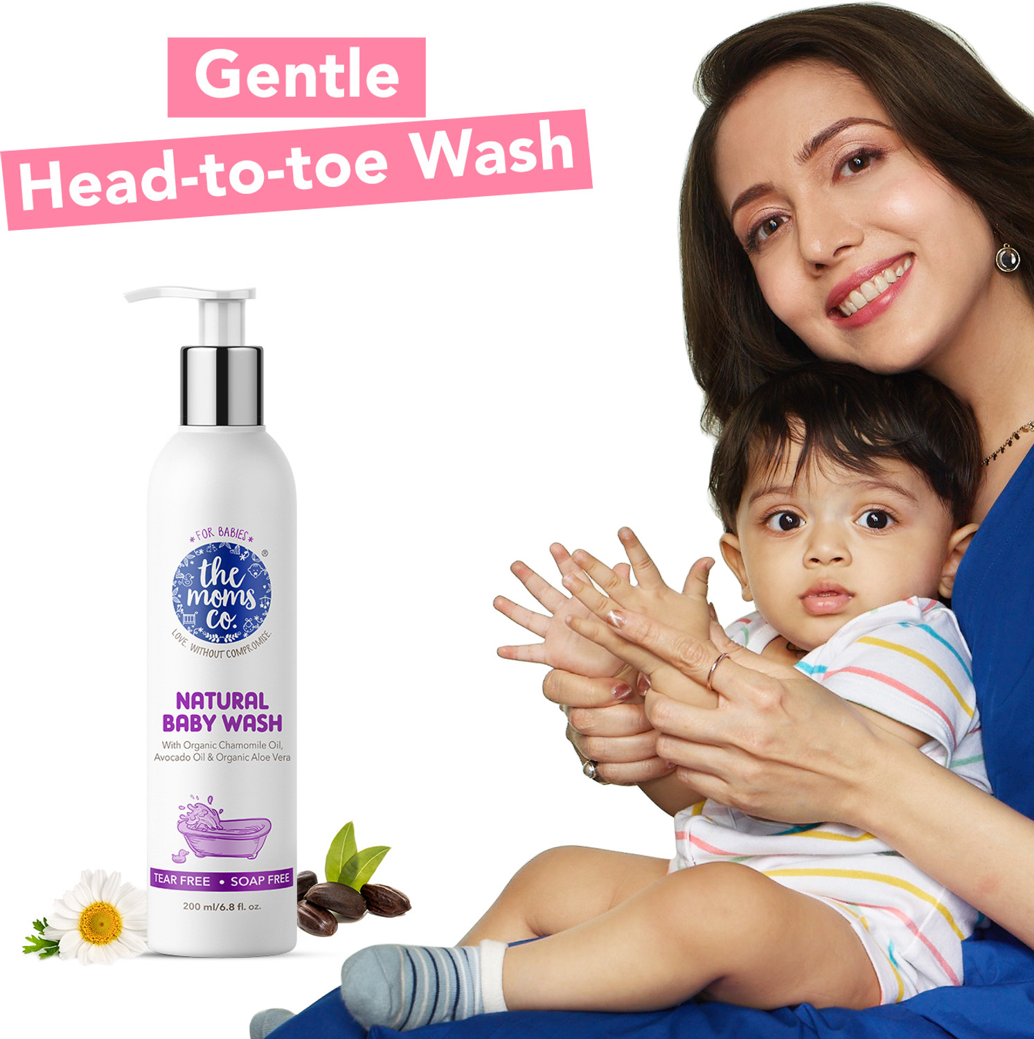 Image of The Moms Co. Natural Baby Wash with Organic Avacado & Aloe Vera|Clinically Tested | Tear Free