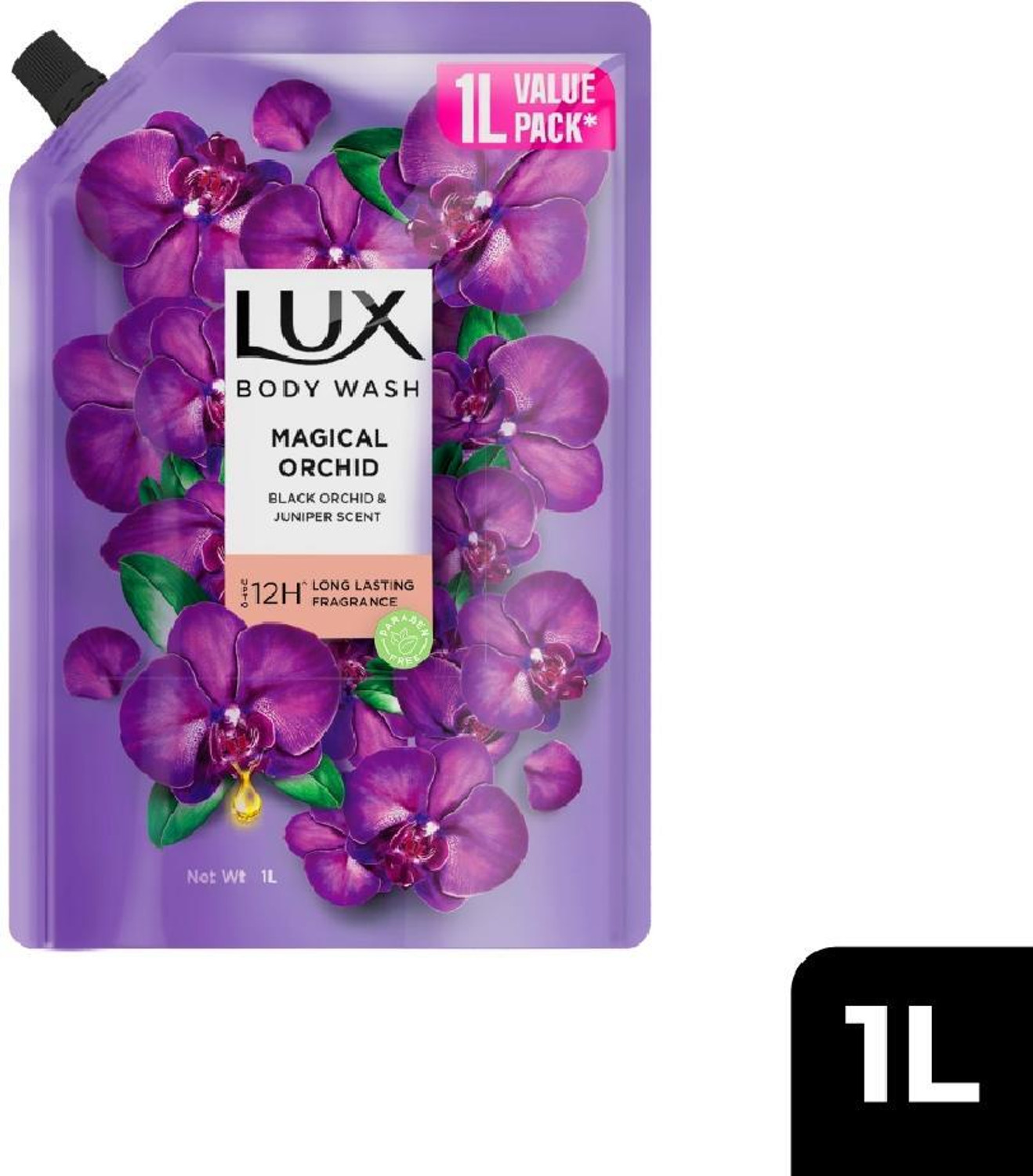 Image of LUX Black Orchid & Juniper Oil Bodywash, Refill Pack, 1 ltr