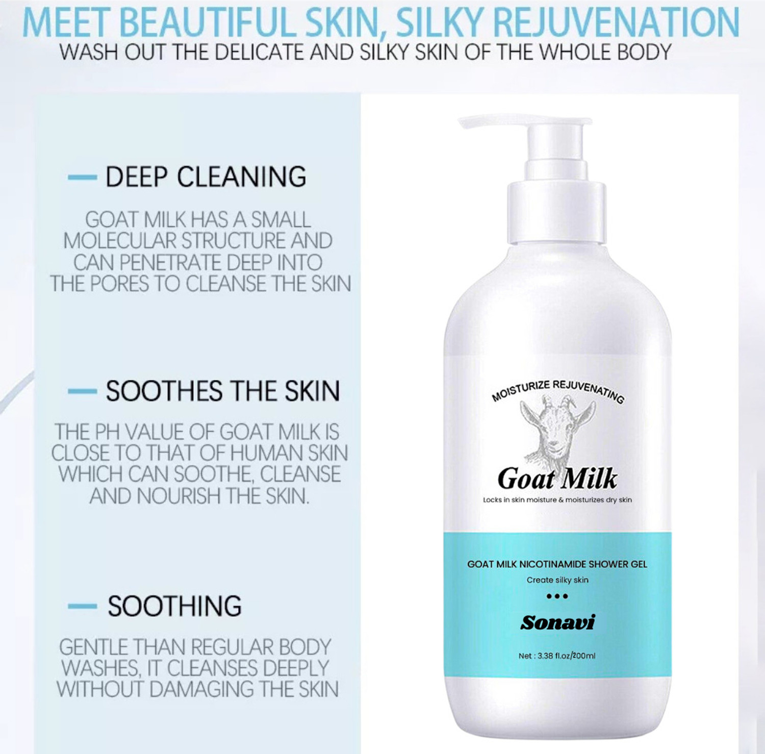 Image of Sonavi Goat Milk Body Wash Moisturizing your Skin Cleanser