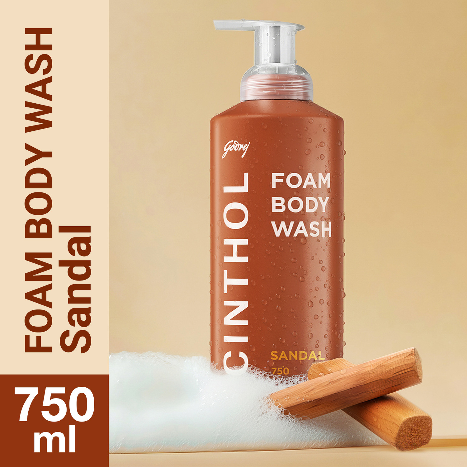 Image of CINTHOL Sandal Foaming Body Wash, Glycerin Shower Gel
