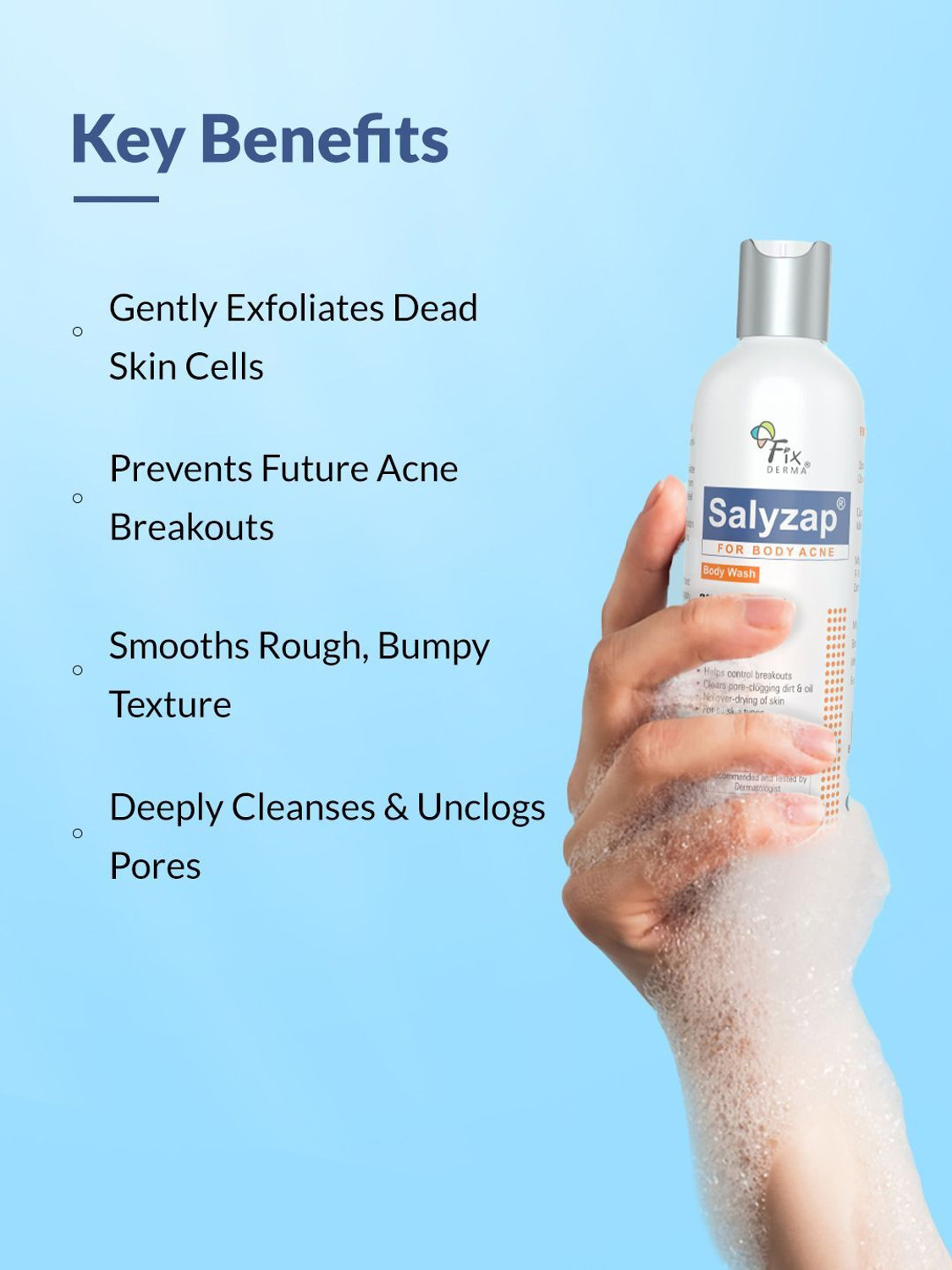 Image of Fixderma 2% Salicylic Acid Salyzap Body Wash For Body Acne, Back, Shoulders, Arms Acne
