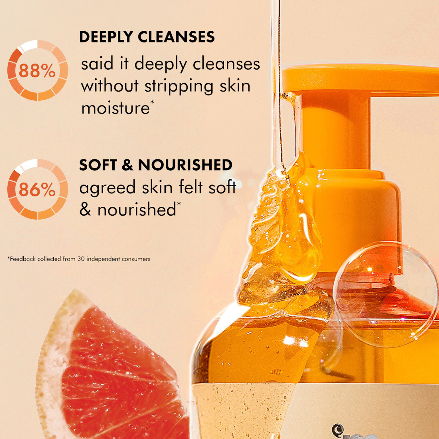 Image of mCaffeine Glow Boost Grapefruit Body Wash | 5% Glycerin & Vitamin C for Soft & Smooth Skin