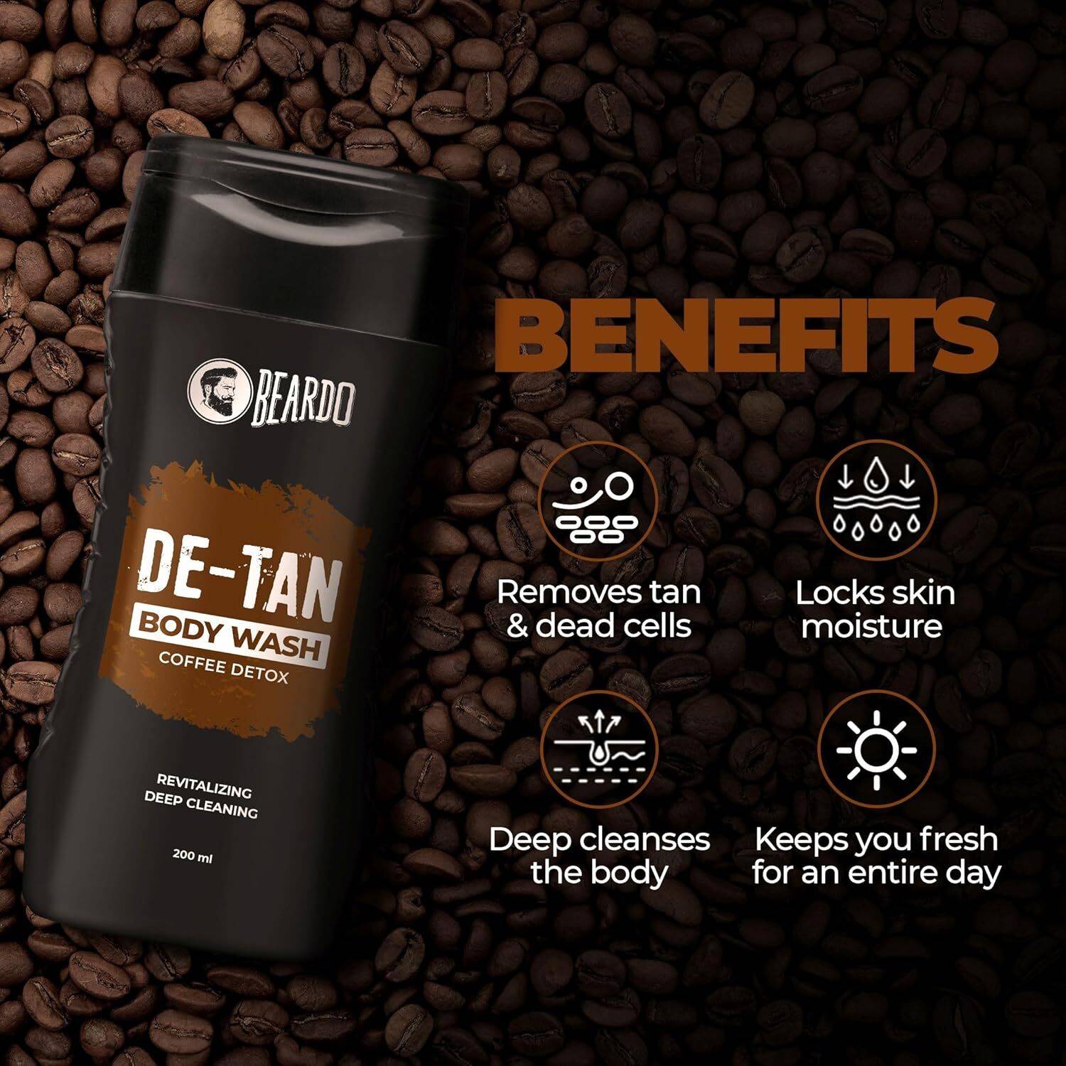 BEARDO Coffee & Aloe De-Tan Body Wash 200 ml - Image 5