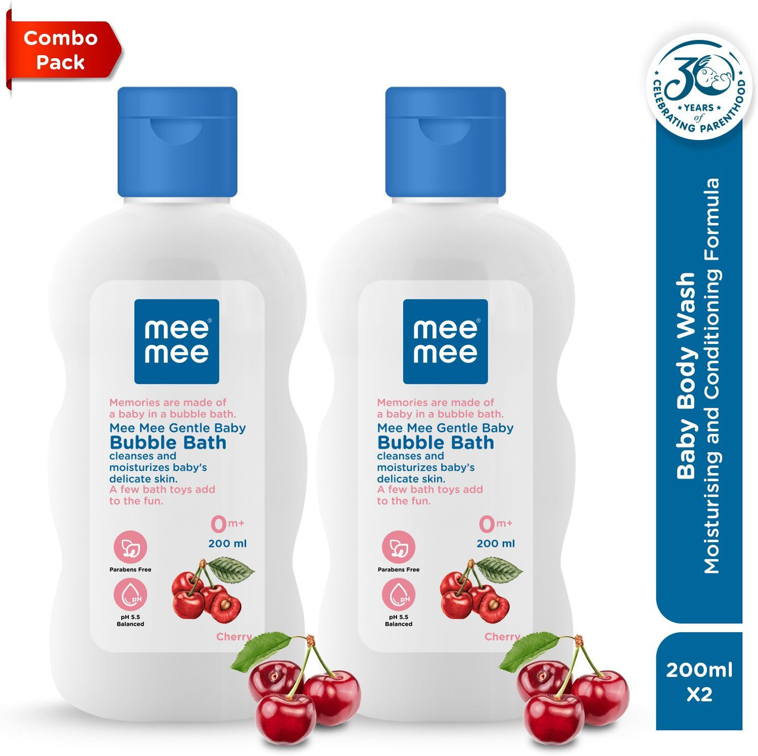 Image of MeeMee Foamy Mild Bubble Bath with Cherry Extracts Baby Body Wash Dermatological Tested