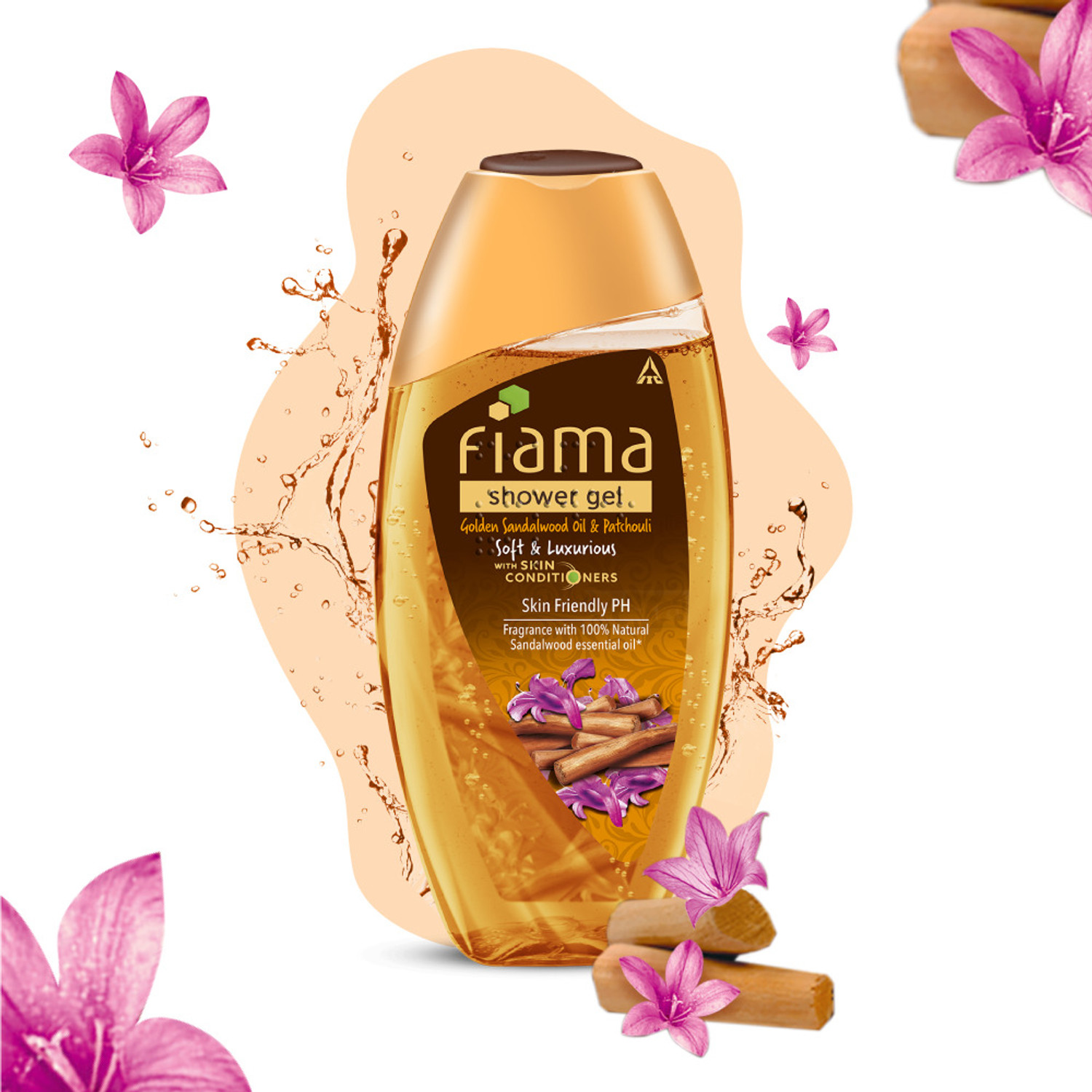 Image of FIAMA Shower gel Golden Sandalwood oil and Patchouli with skin conditioners