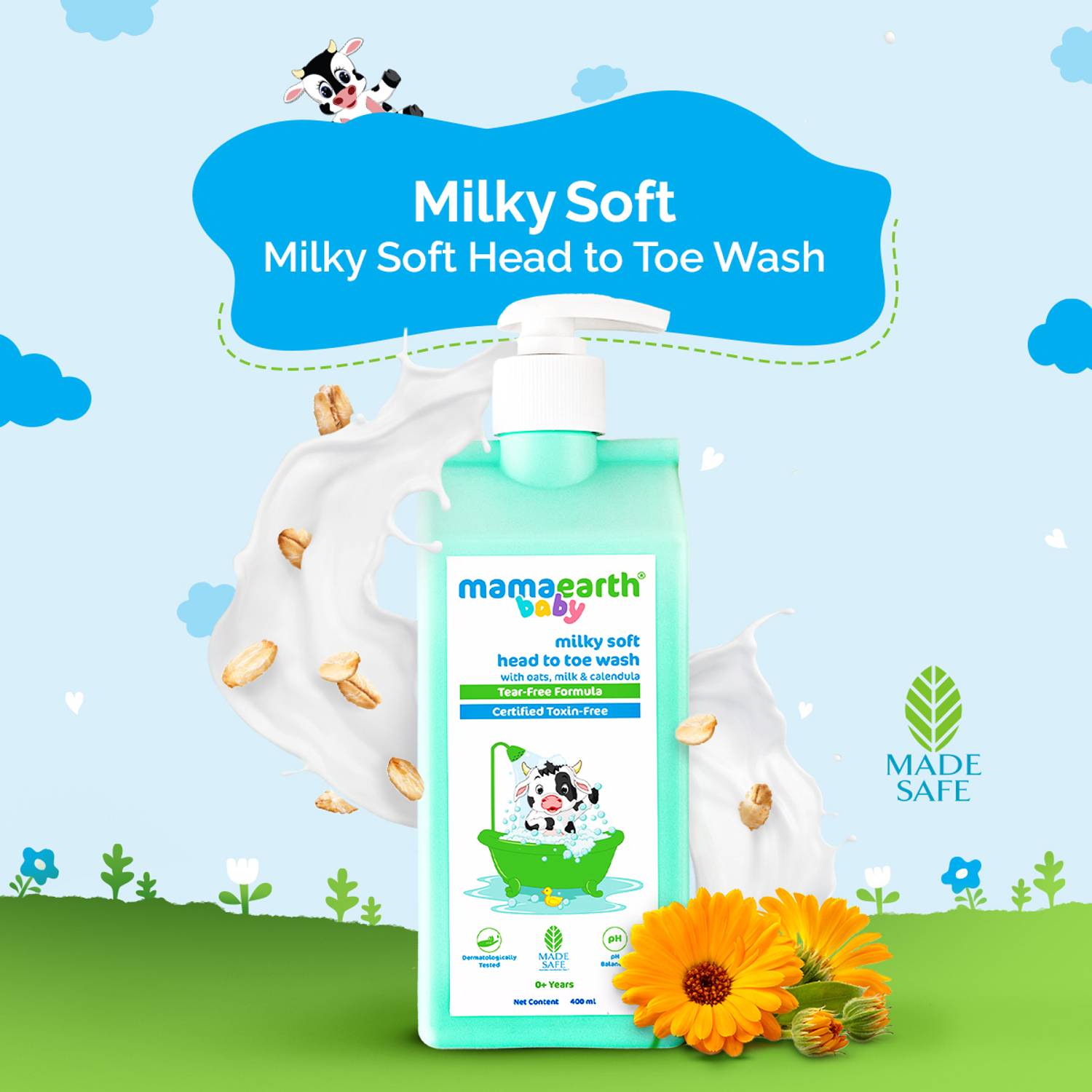 MamaEarth Milky Soft Head to Toe Wash With Oats, Milk & Calendula... more