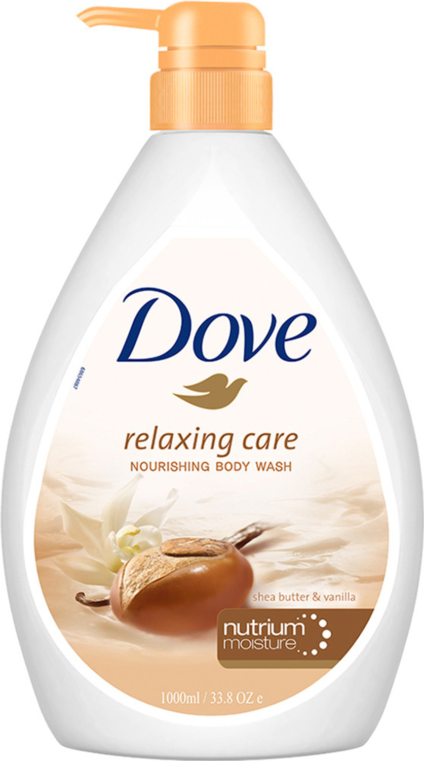 Image of DOVE Relaxing Shea Butter Body Wash with Vanilla for Soft Skin, Soothing Scent