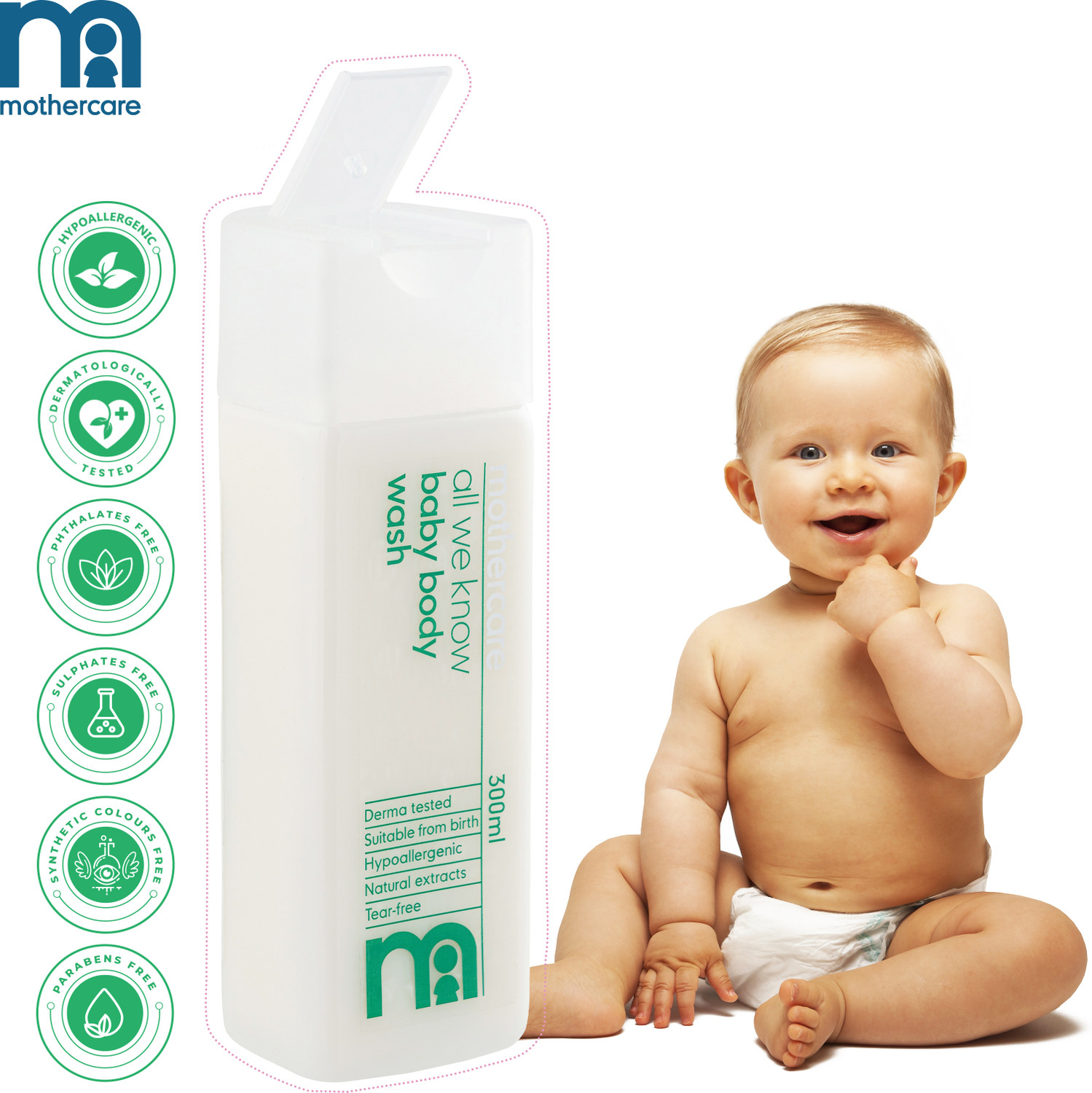 Image of Mothercare All We Know Baby Body Wash | Gentle On Delicate Skin with Tear-Free Formula (300 ml)