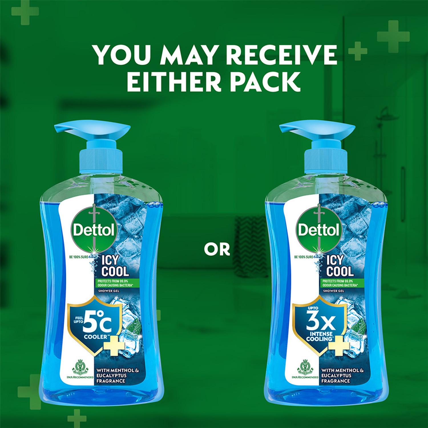 Image of Dettol Icy Cool Body Wash Combo and Shower Gel for Men & Women, protects from bacteria