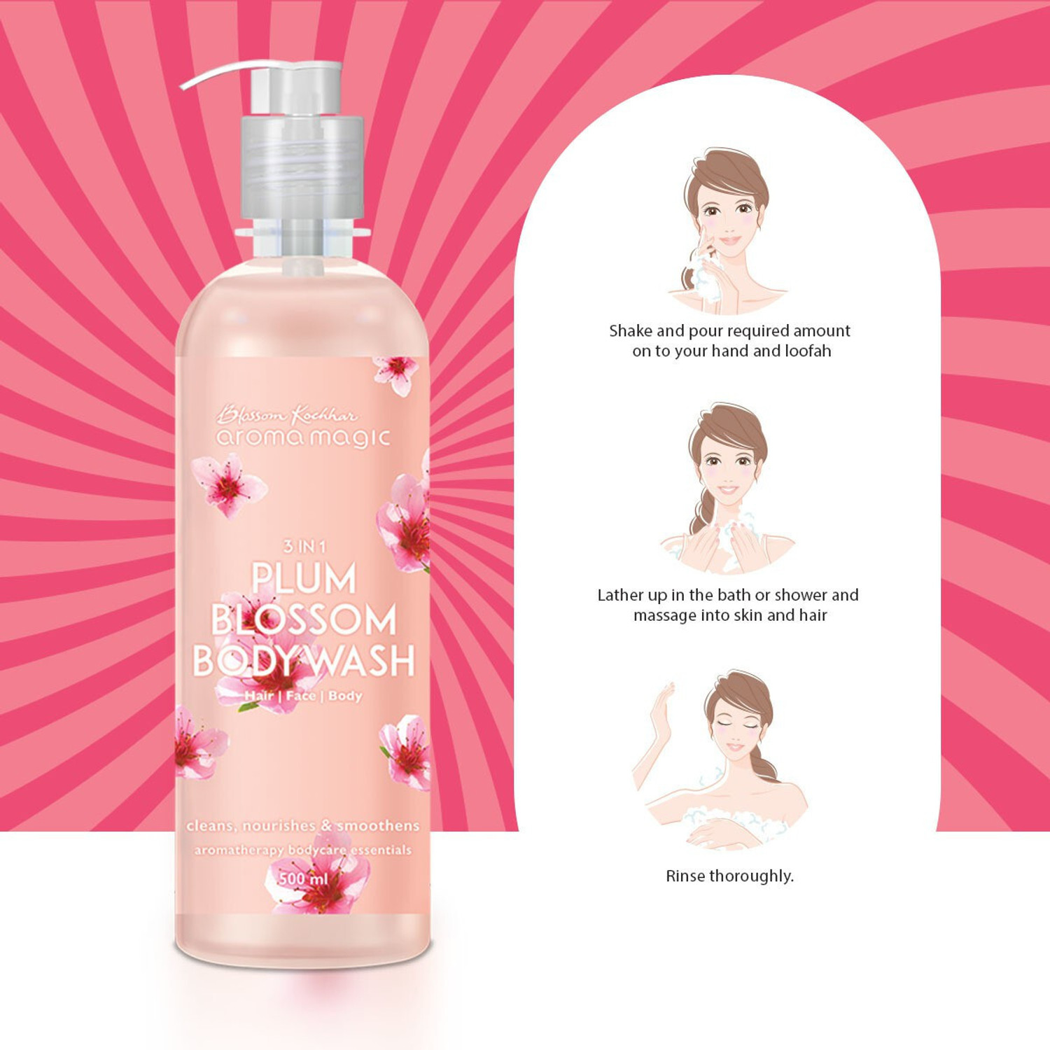 Image of Aroma Magic 3 in 1 Plum Blossom (Hairwash, Facewash, Bodywash)